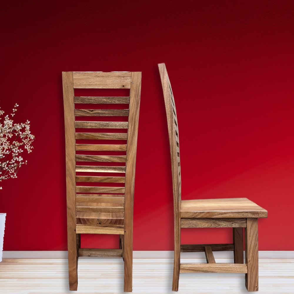 Line Solid Wooden Dining Chair | Natural 120x41x45