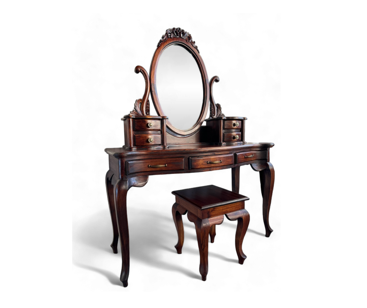 French Classic Vanity 7 Drawer | Brown