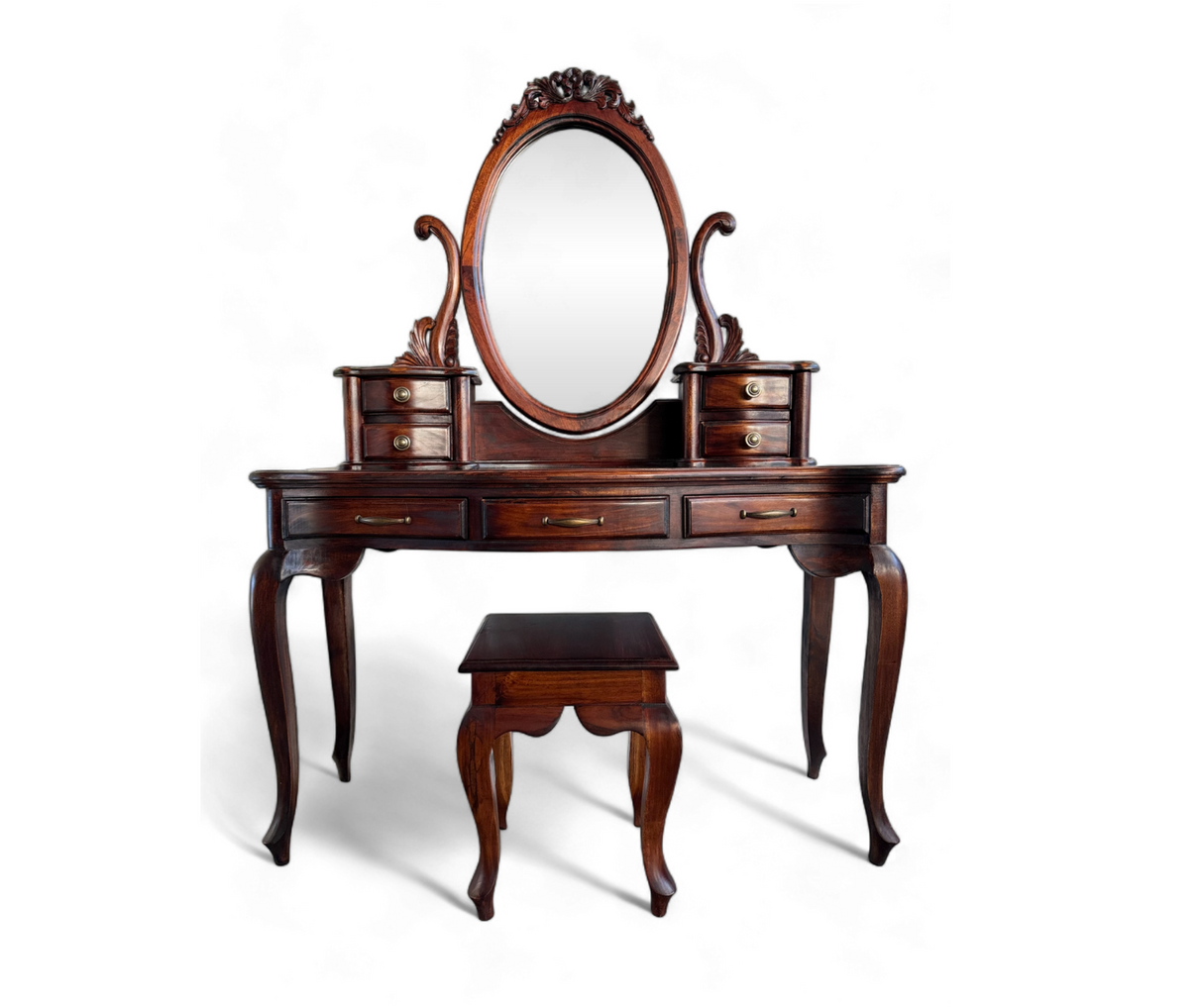 French Classic Vanity 7 Drawer | Brown