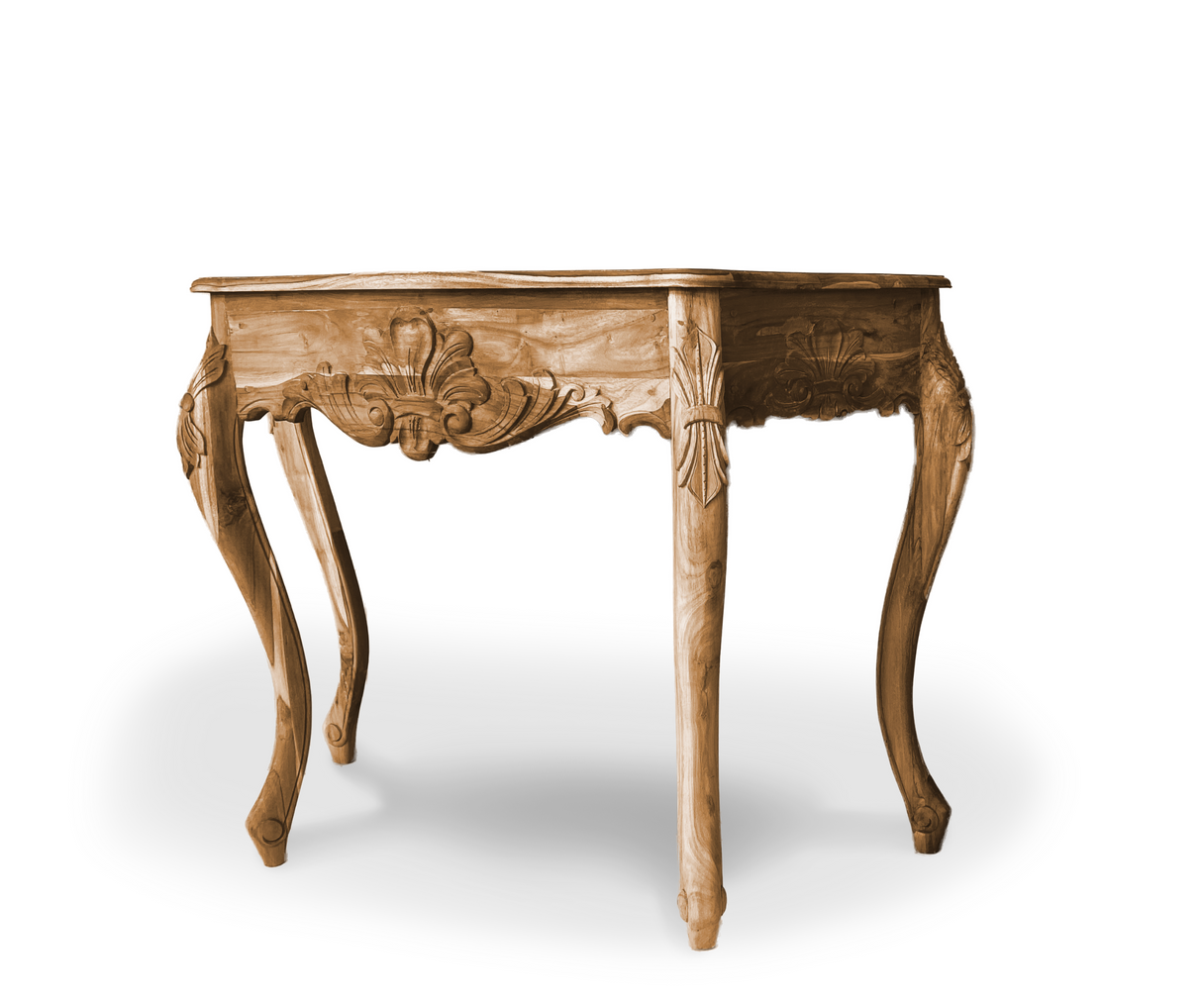 Engraved Console with Fleur-de-lis | Natural