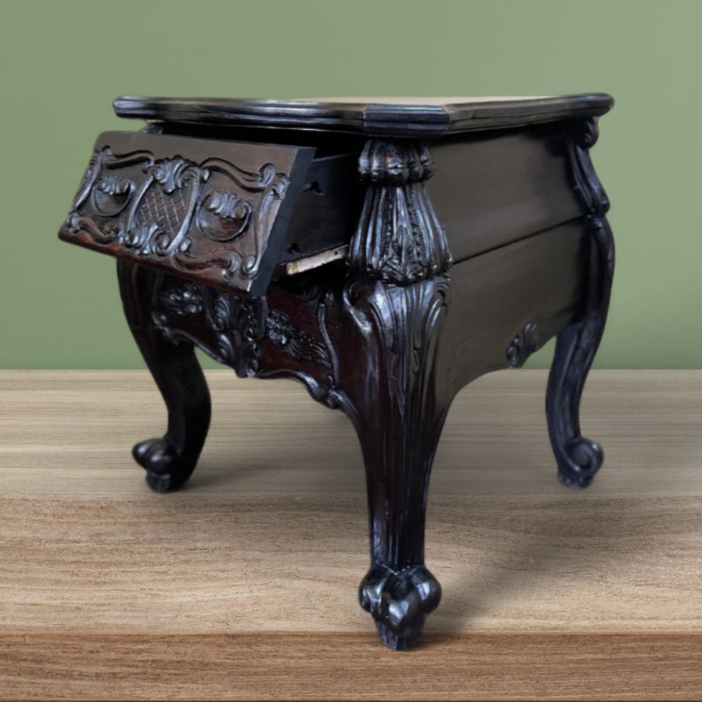 Engraved Bedside Pedestal | Dark