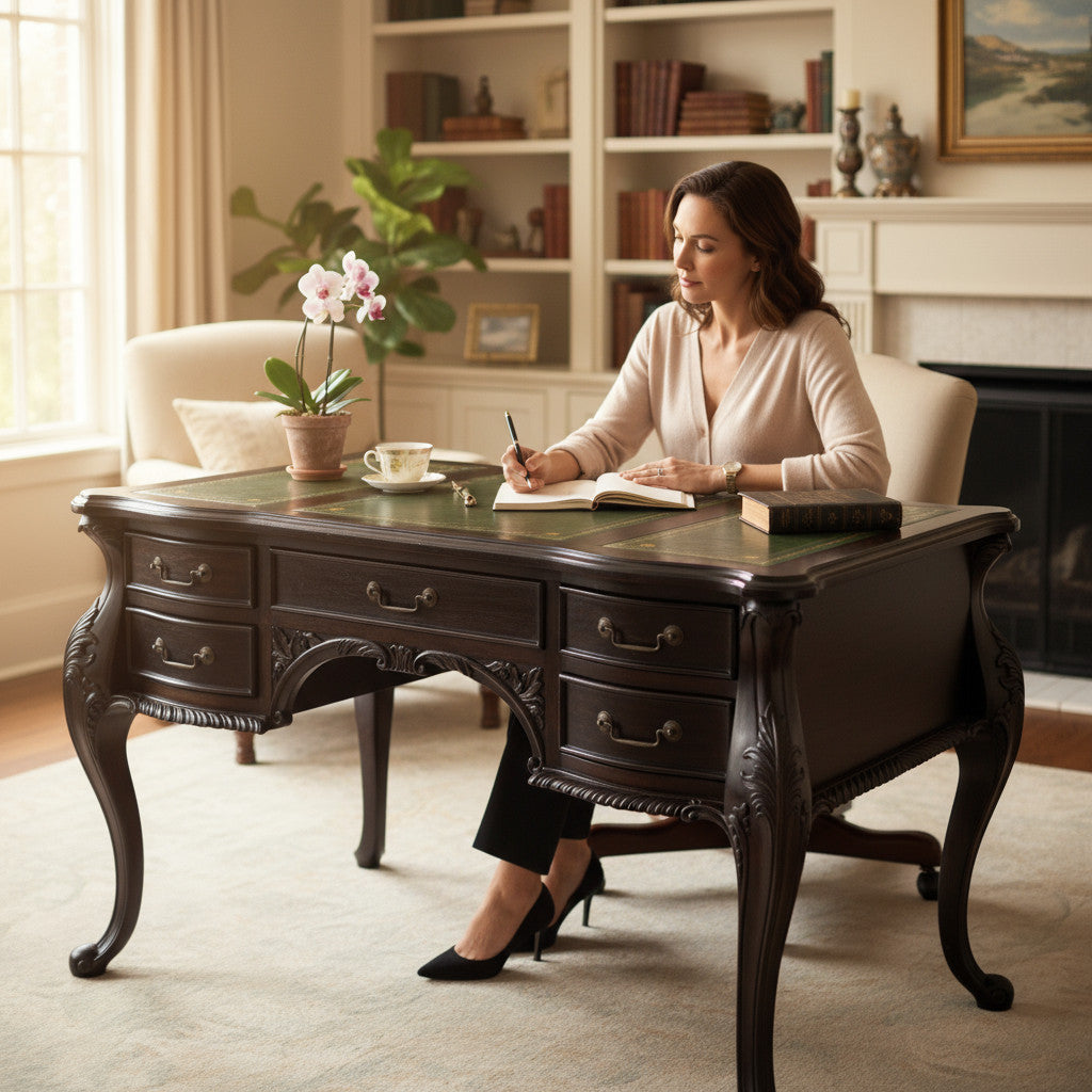 Junior French Desk | Dark Wood 77x120x72