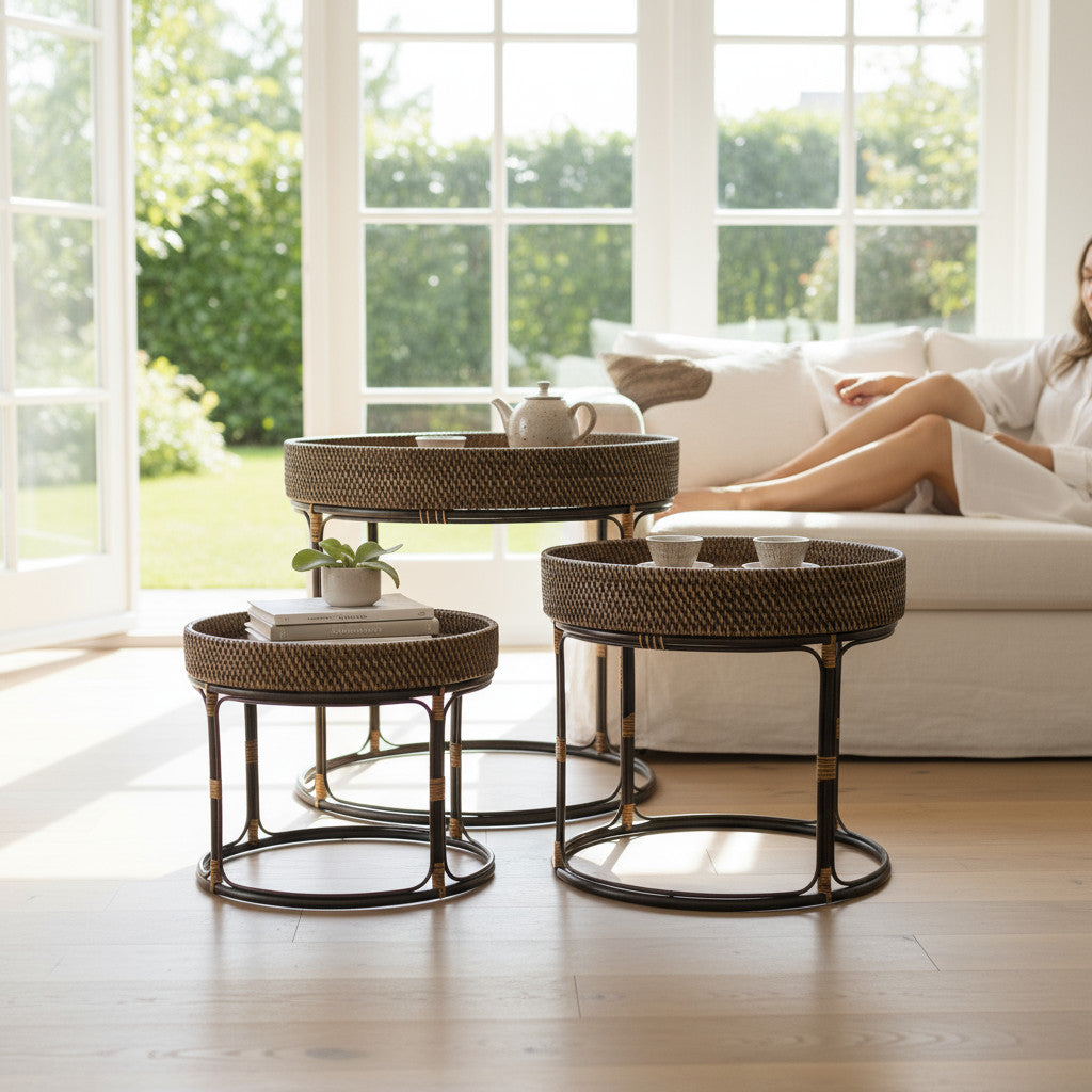 Nesting Coffee Tables | Set of 3, Brown or Black