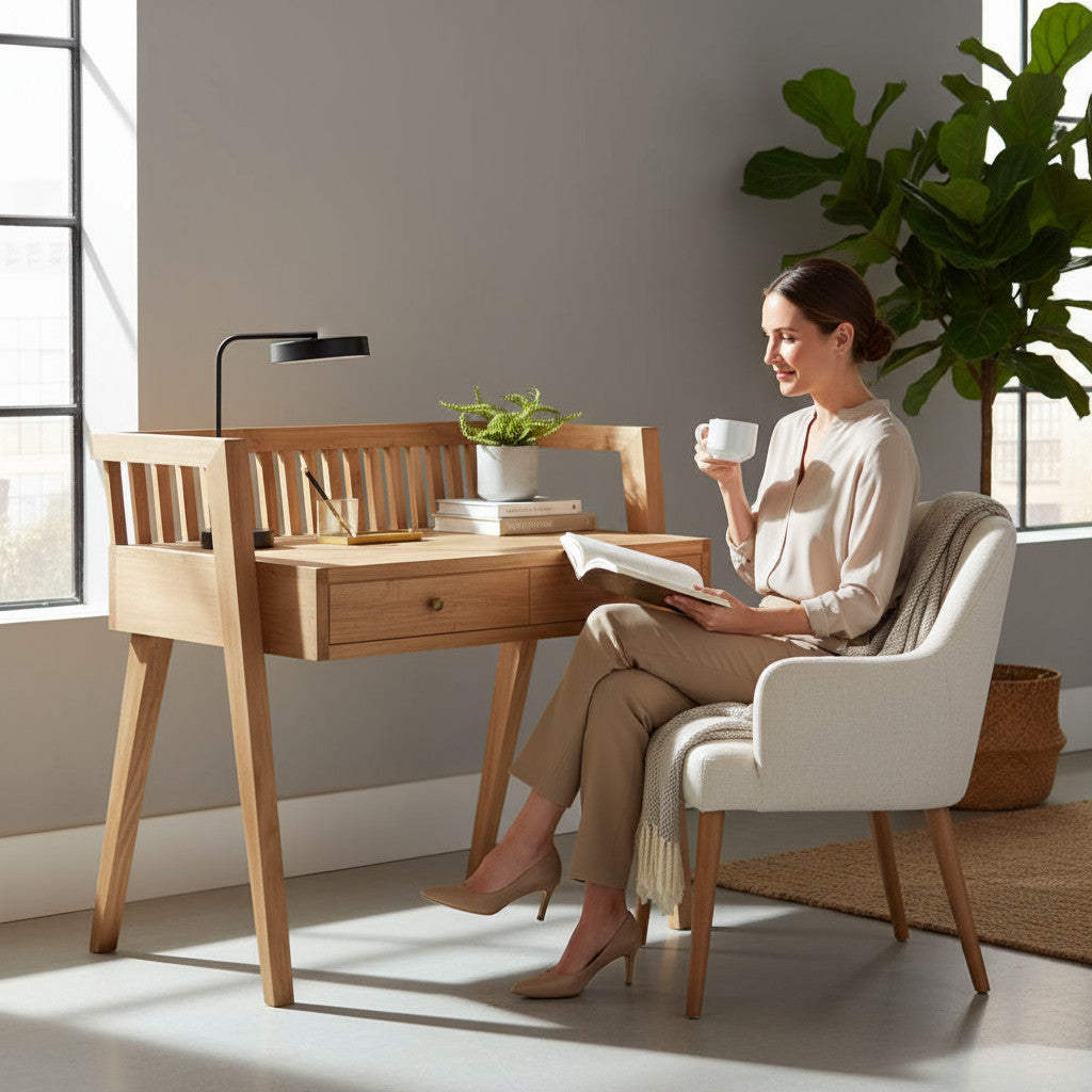 Large Stick Console 2 Drawer | Natural 98x110x58cm