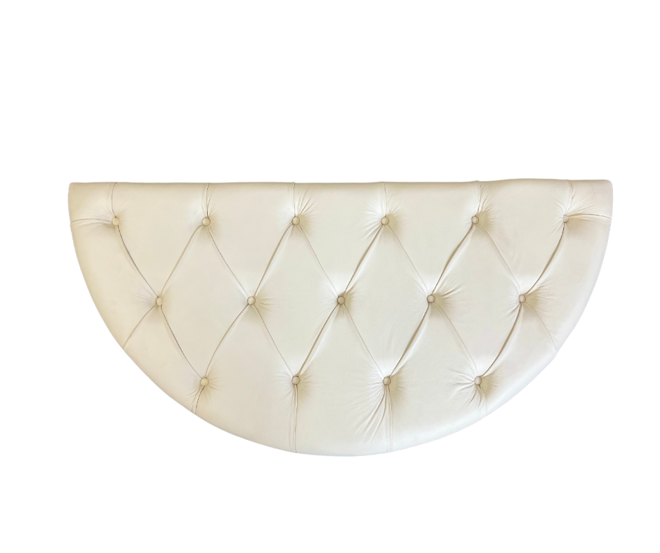 Leather Half Round Ottoman | White