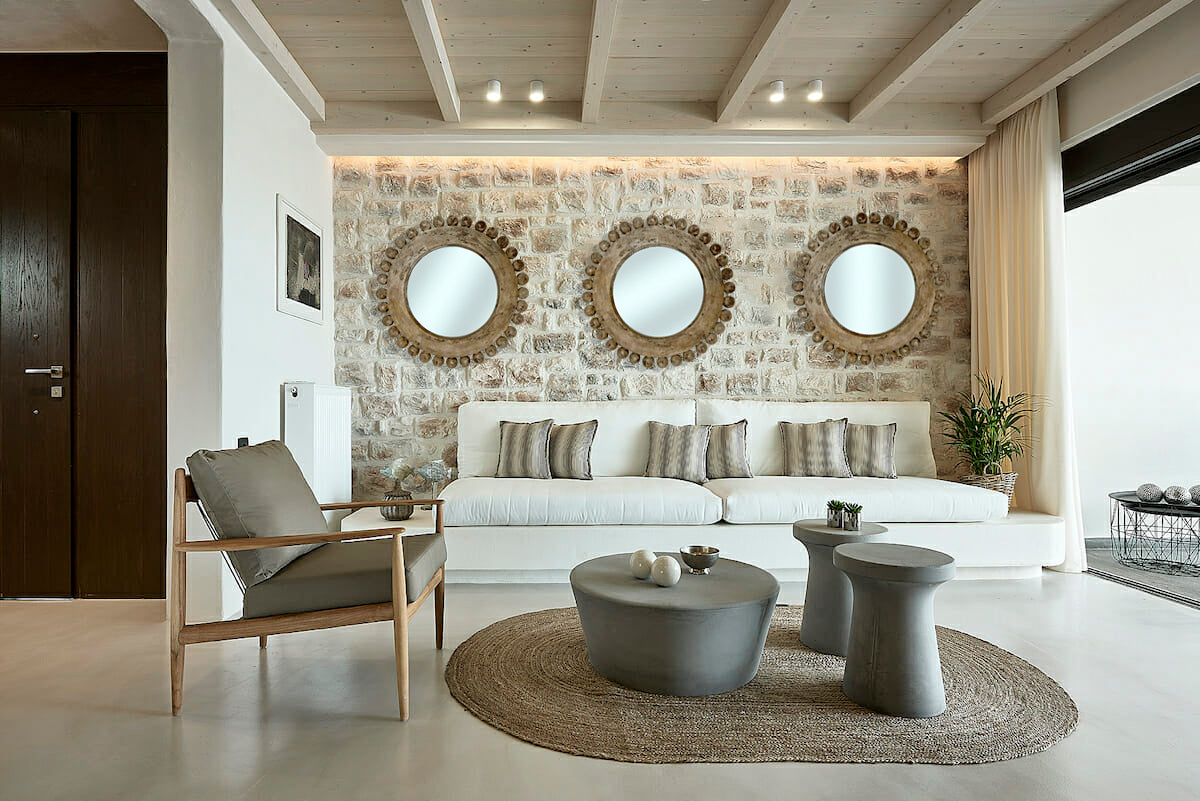 Durban Bowl Mirror | Woodwash with Ornately Decorated Frame 80x80cm