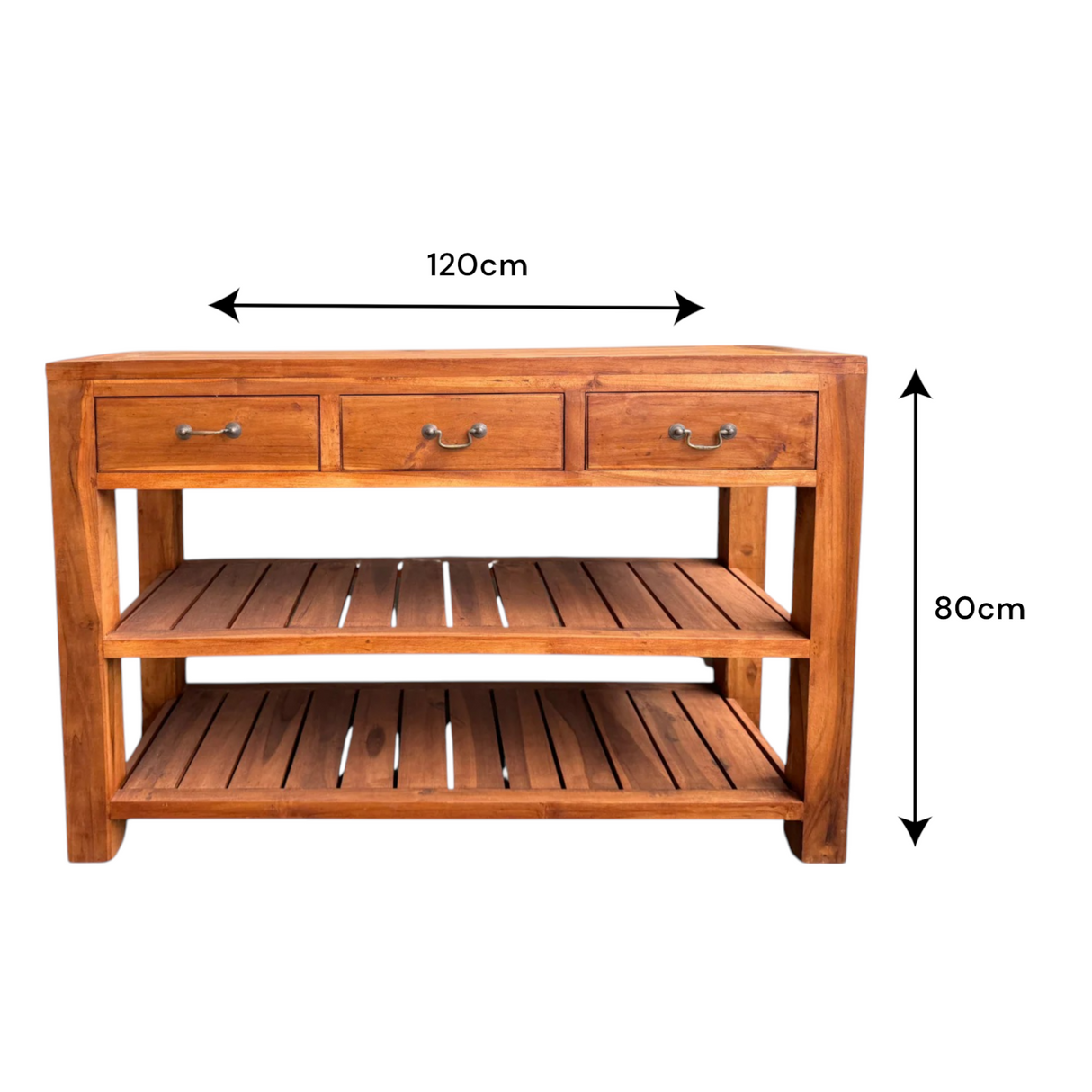 ENGLAND CONSOLE | VARNISHED TEAK 3 DRAWER120X40X80 CM