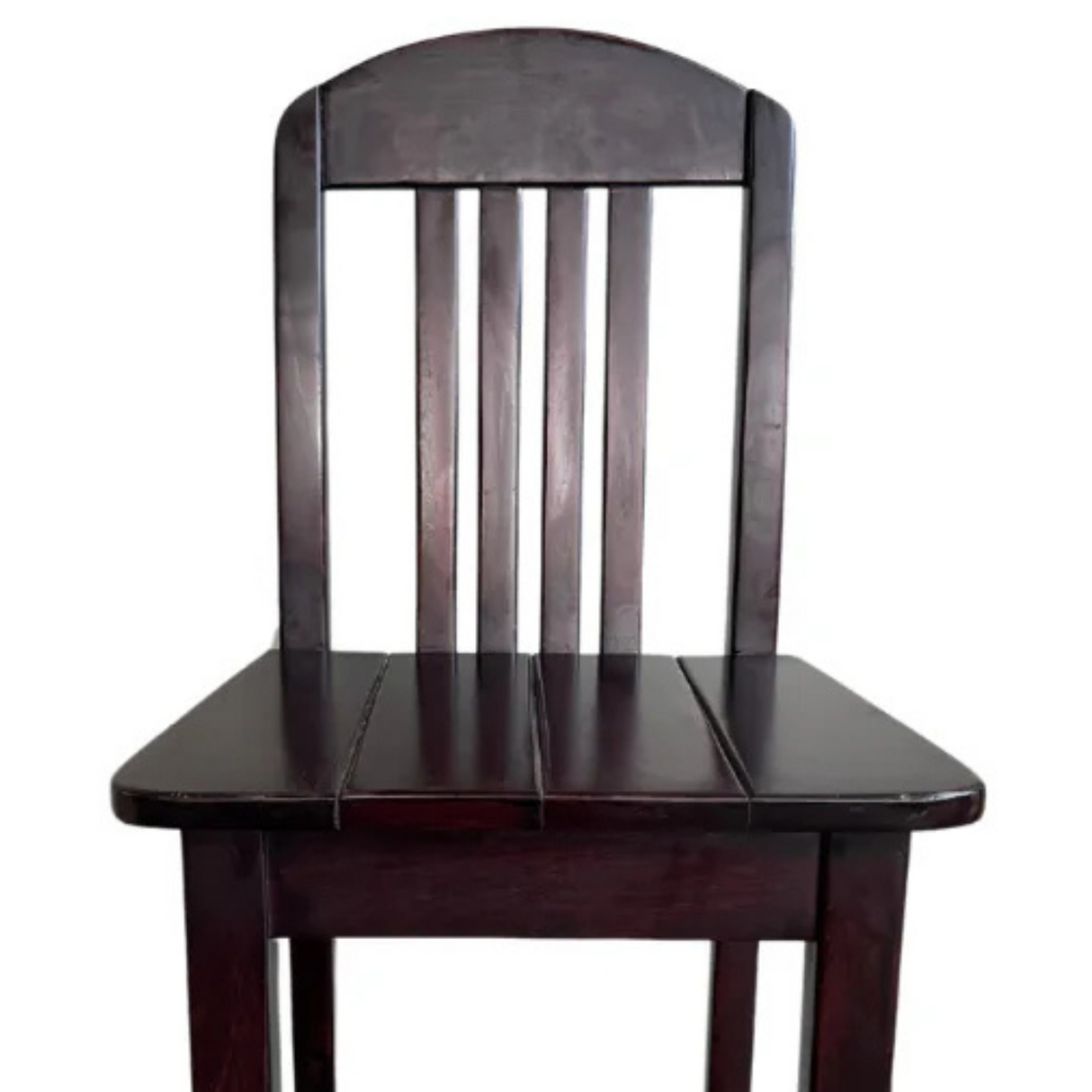 BAR CHAIR WITH BACK | DARK STAINED BROWN SOLID WOOD