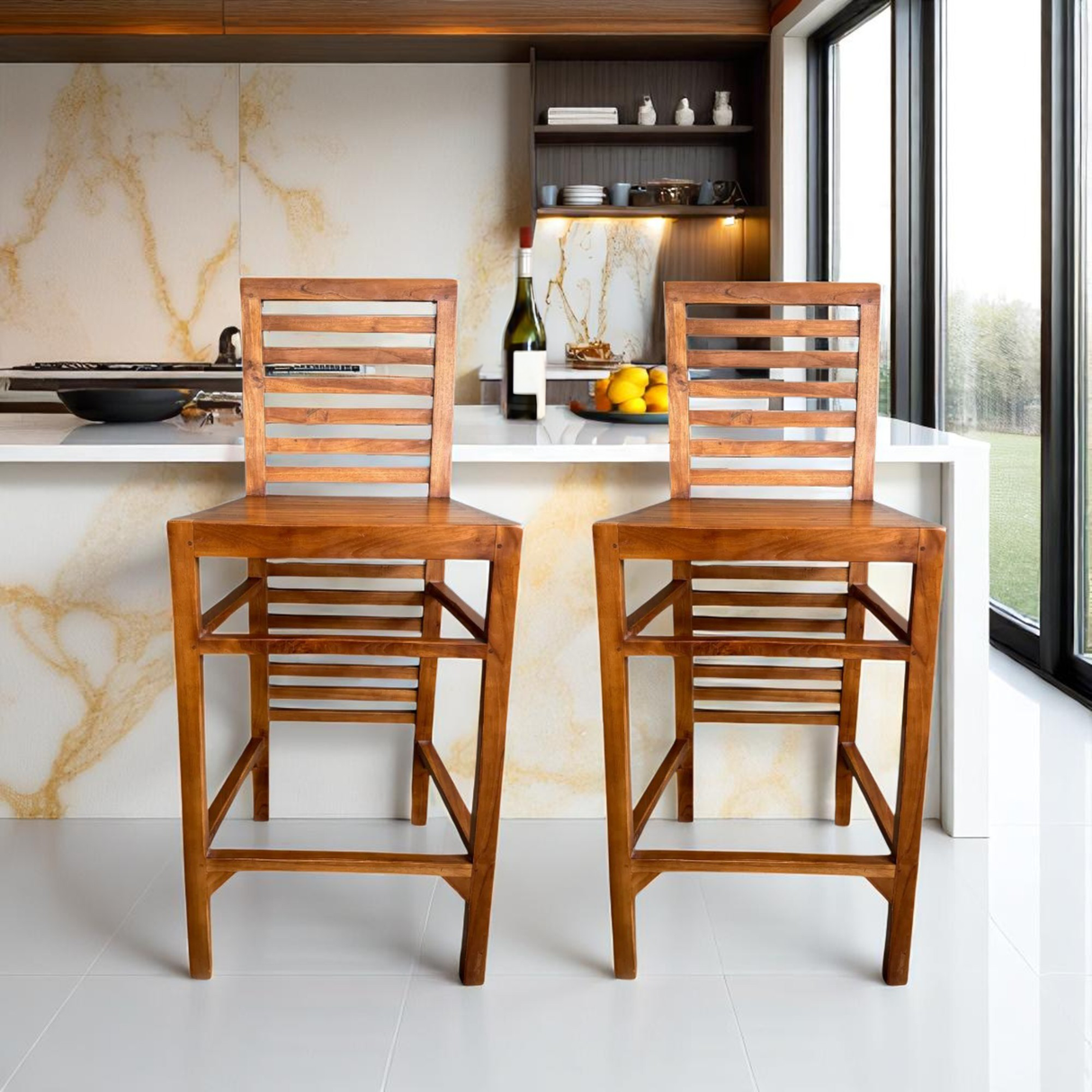 WOODEN TEAK LIDI BAR STOOL MADE WITH SOLID WOOD