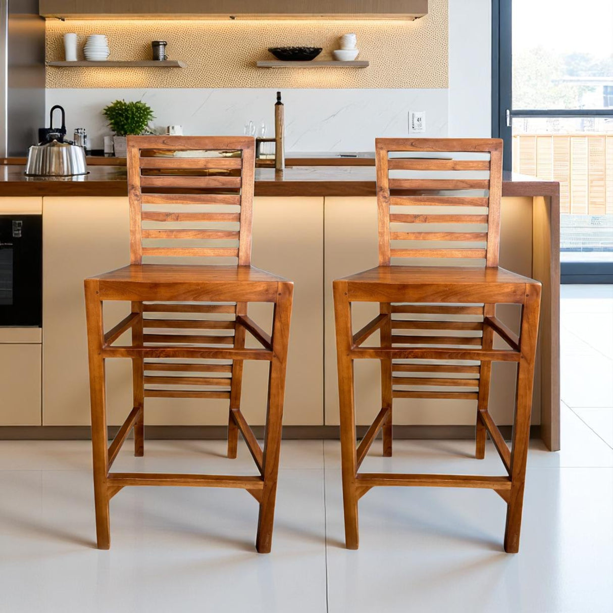 WOODEN TEAK LIDI BAR STOOL MADE WITH SOLID WOOD