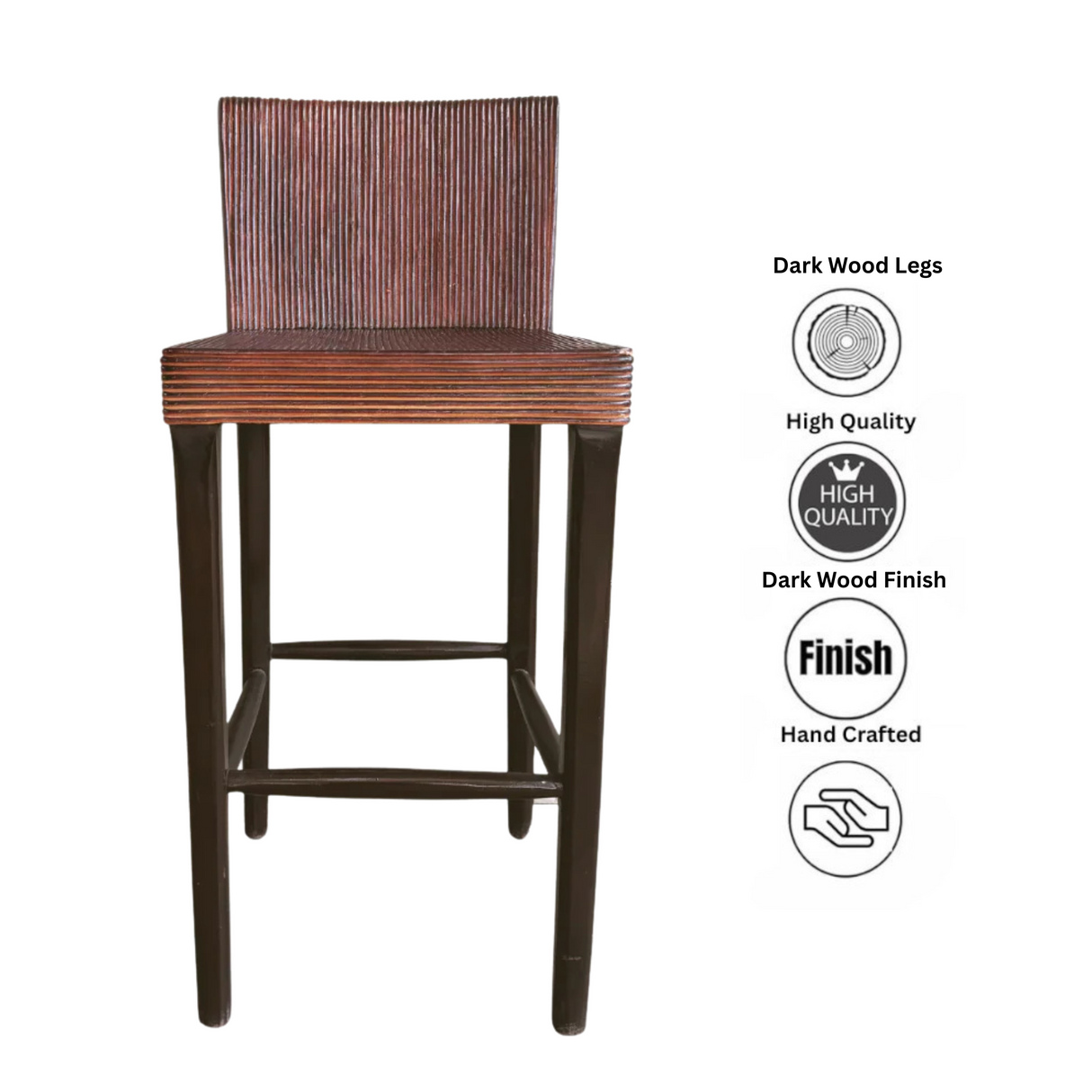 Rattan Bar Chair | Dark Brown Made From Solid Wood