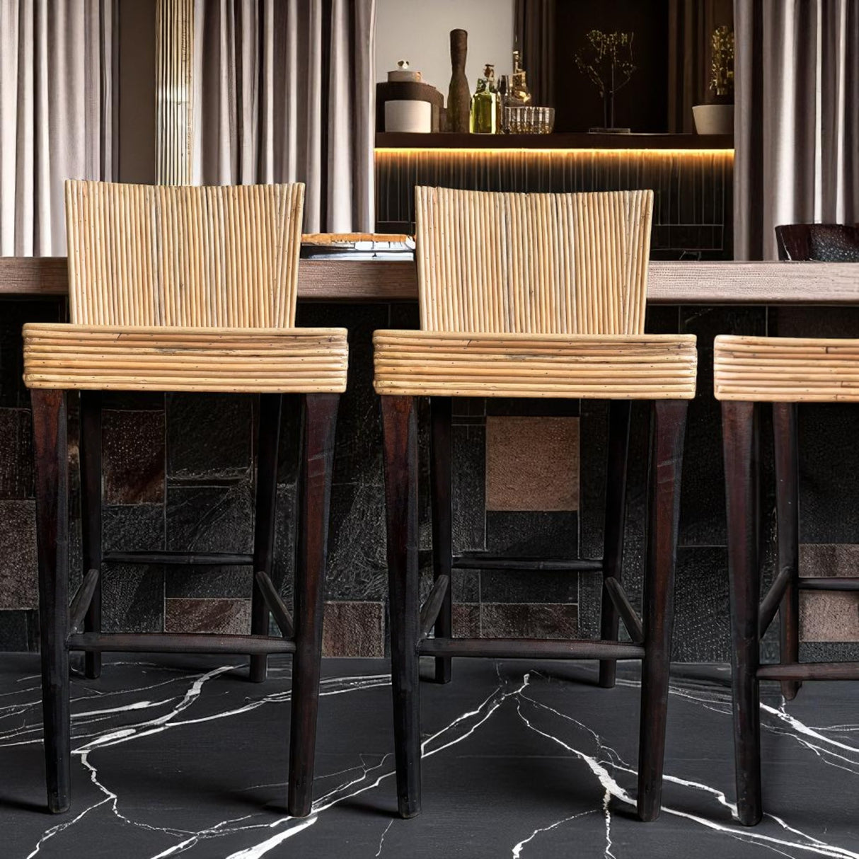 Rattan Bar Chair Made From Solid Wood | Natural Design