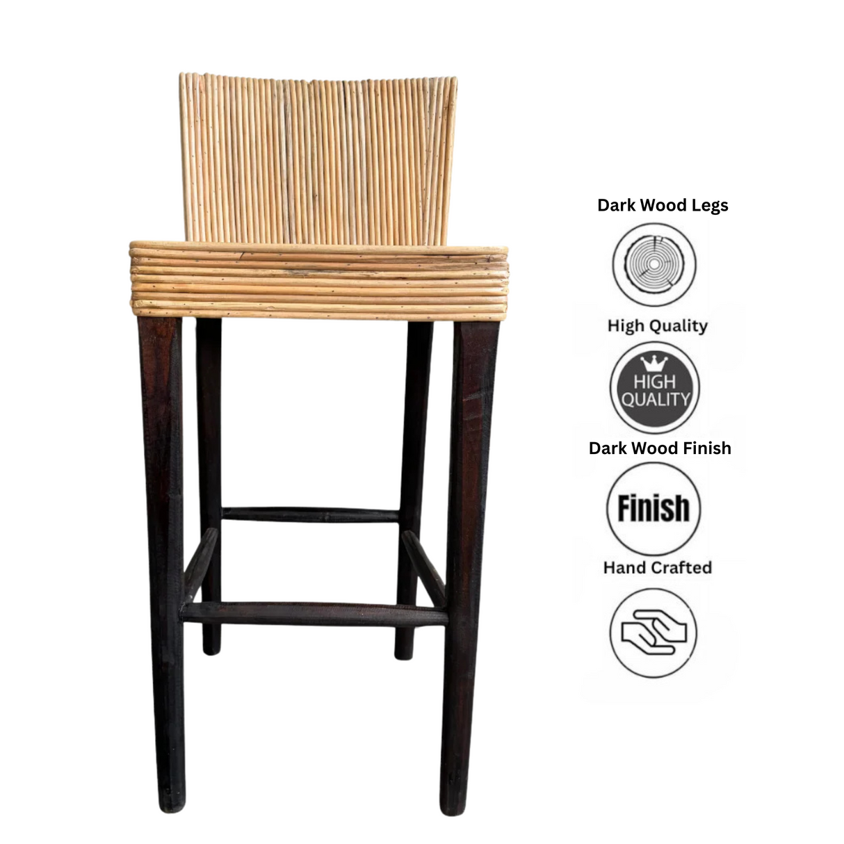 Rattan Bar Chair Made From Solid Wood | Natural Design