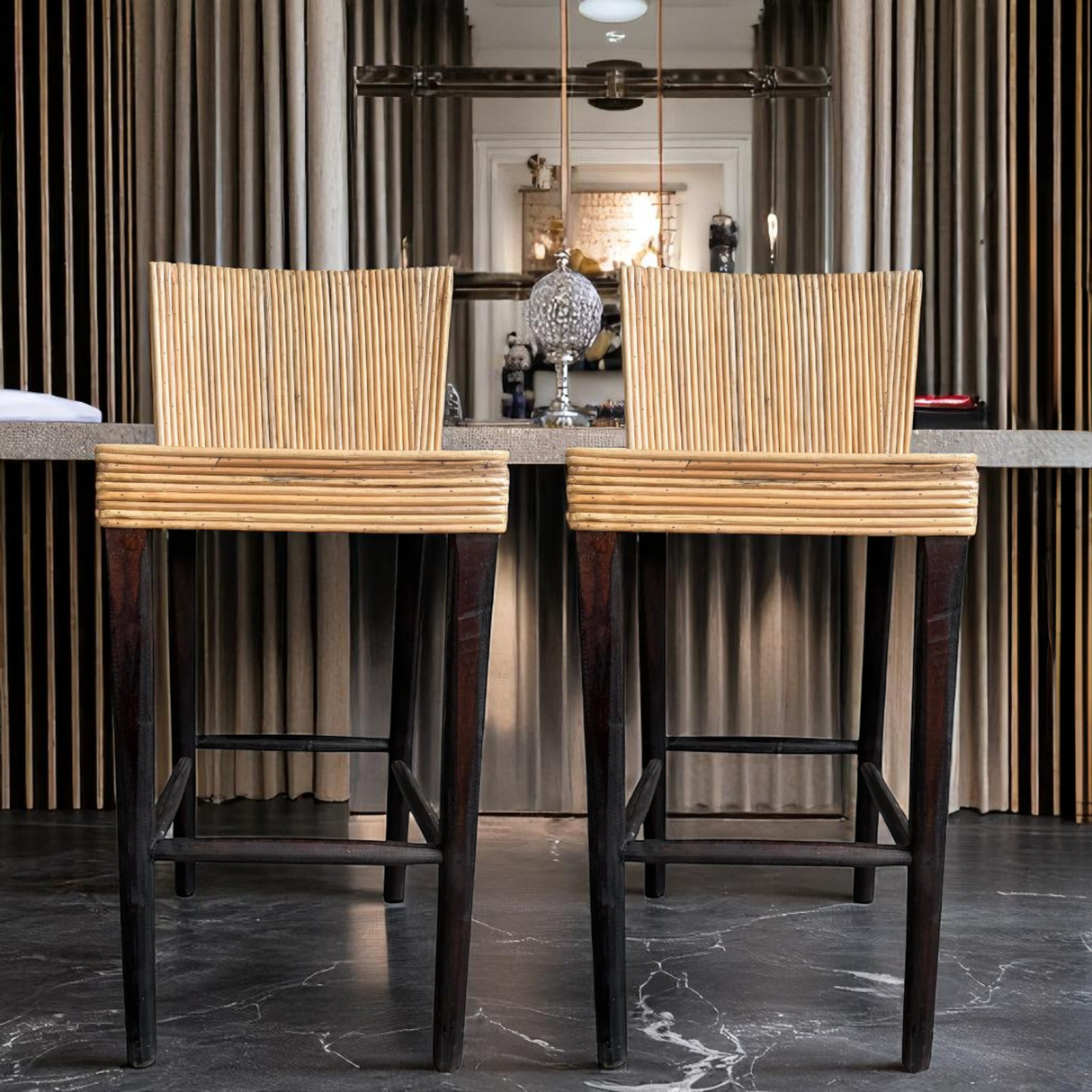 Rattan Bar Chair Made From Solid Wood | Natural Design