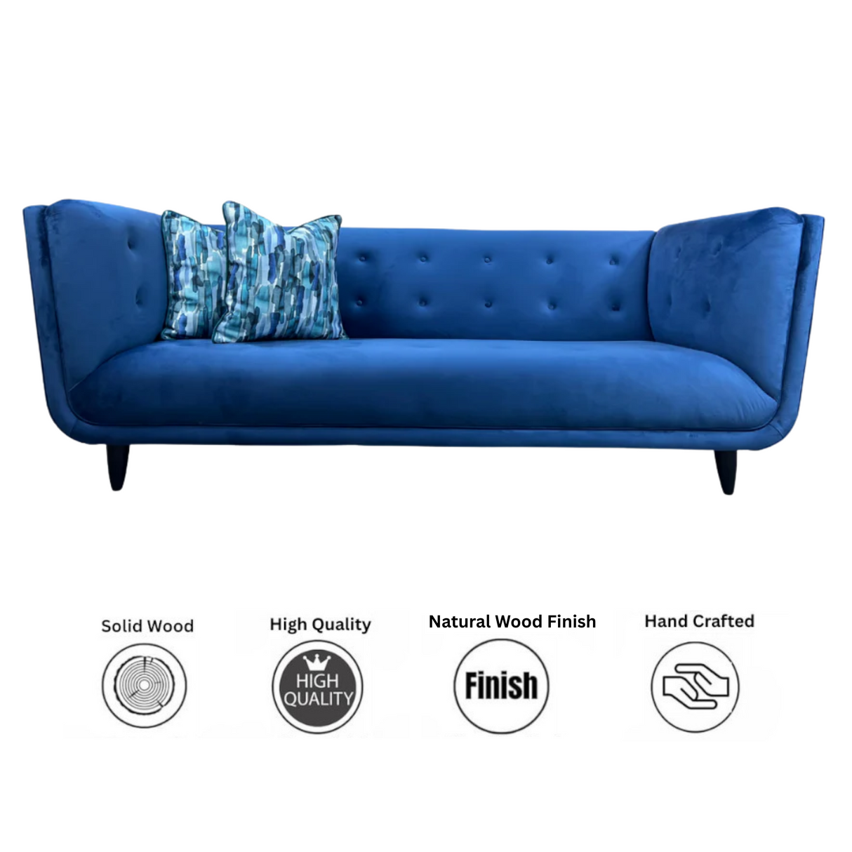 Couch Retro with Ottoman | Royal Blue