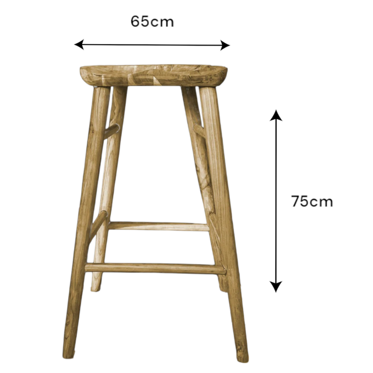 No Back Rest Bar Chair | Natural 65x80x80