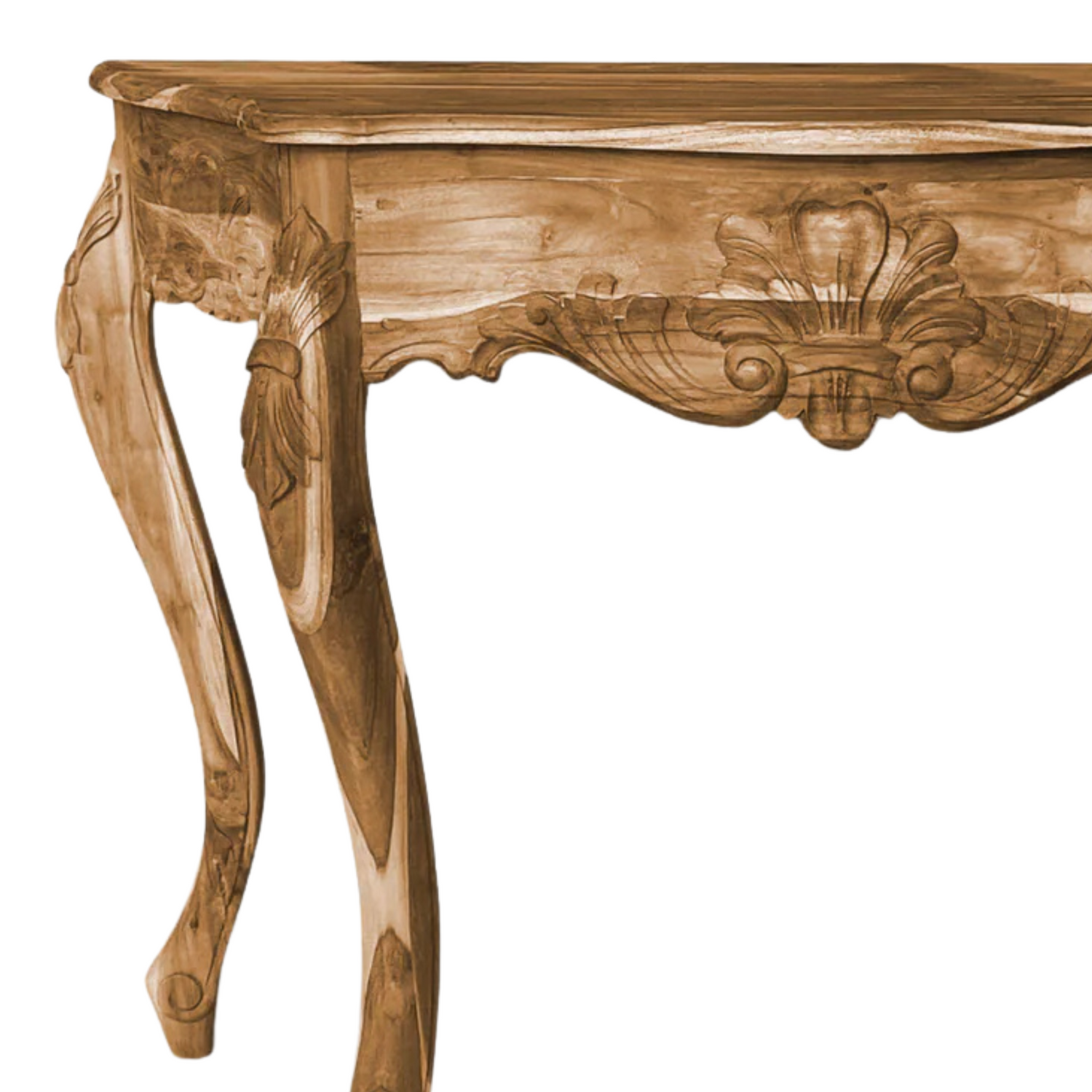 Engraved Console with Fleur-de-lis | Natural