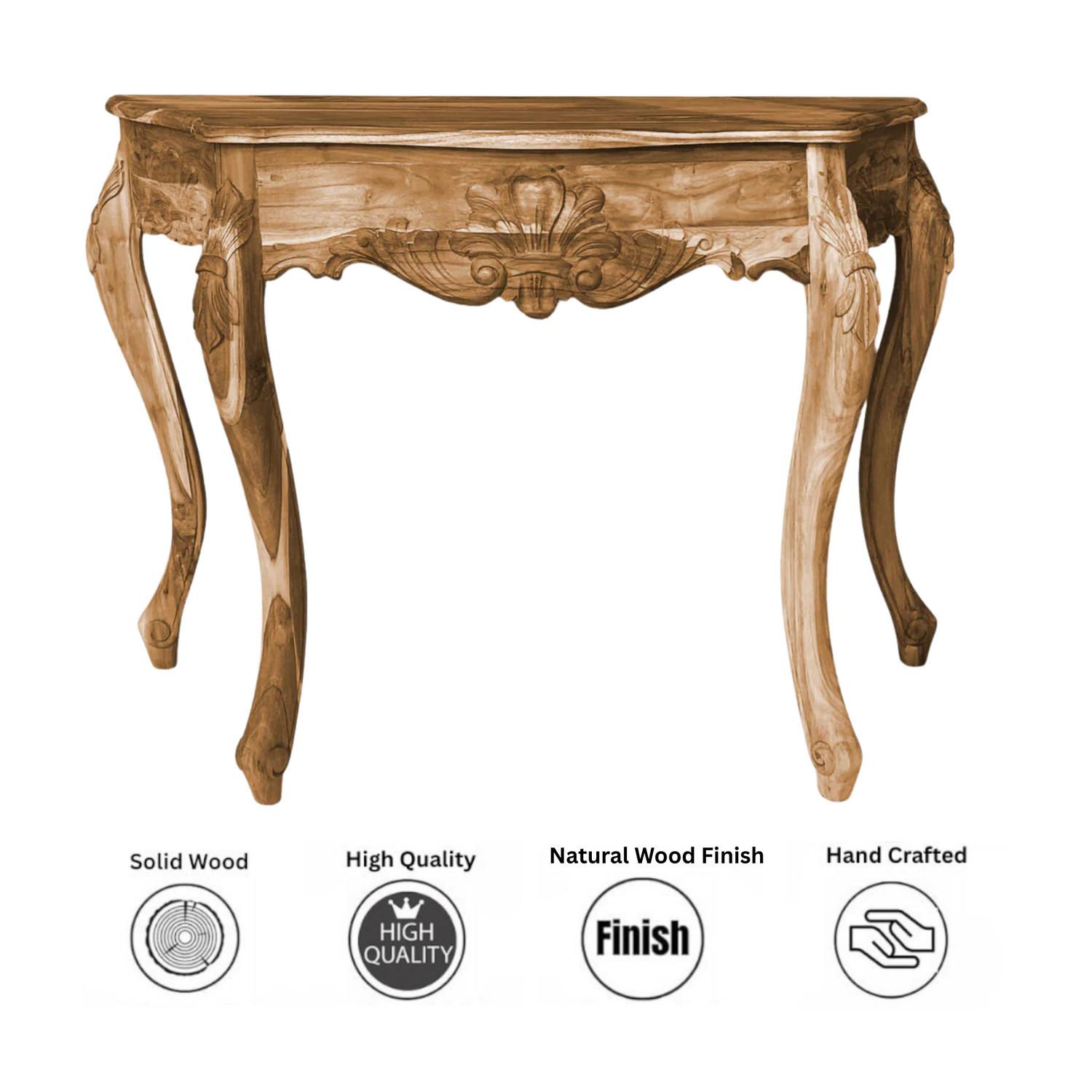 Engraved Console with Fleur-de-lis | Natural