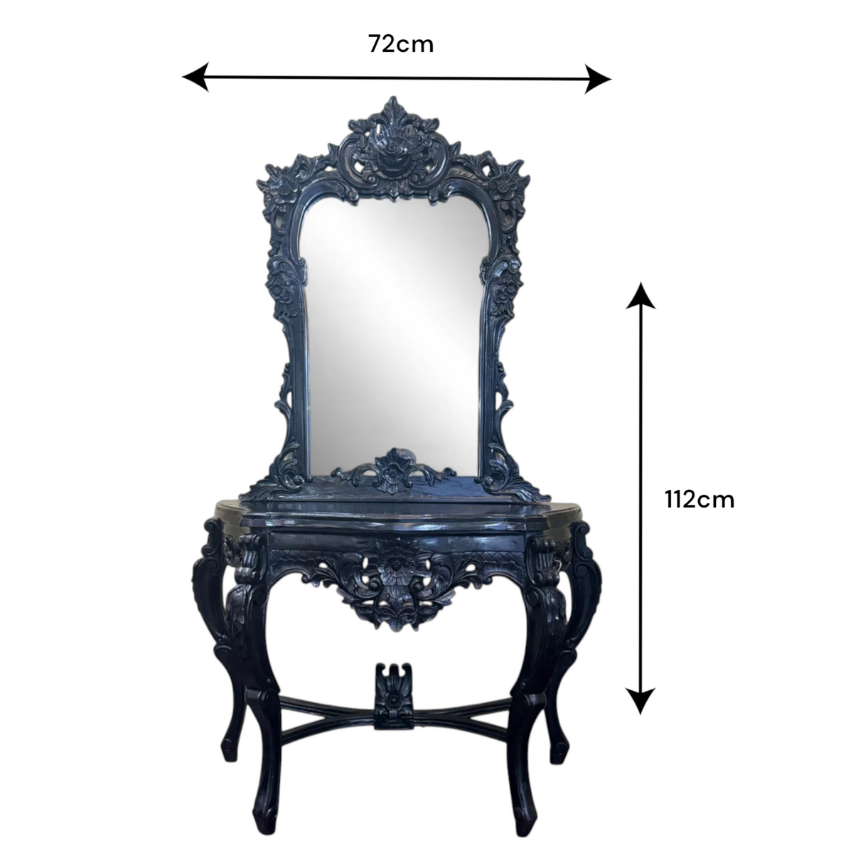 Console with Roses Framed Mirror | Natural Set of 2