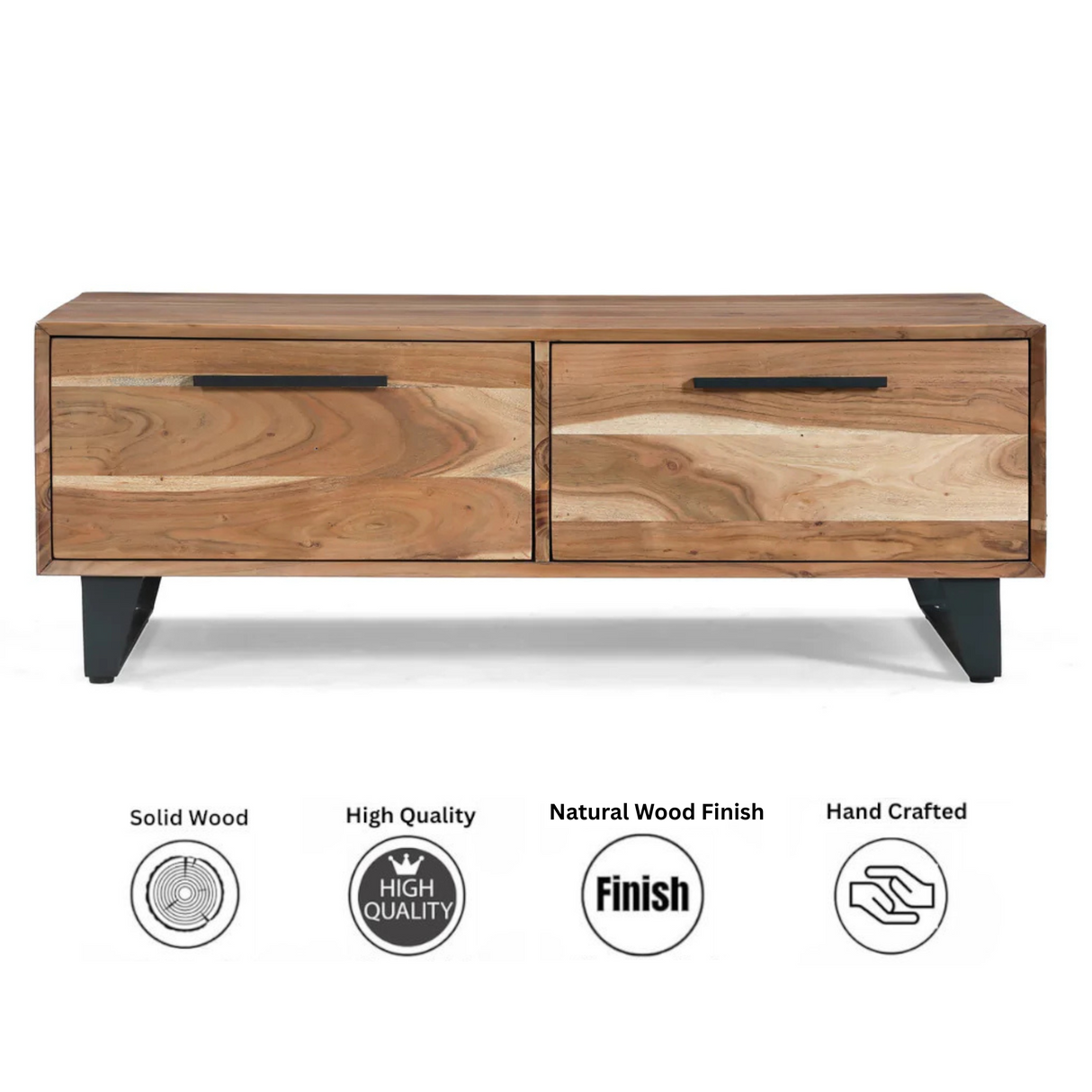 2 Drawer Coffee Table | Acacia Wood 120x70x45cm