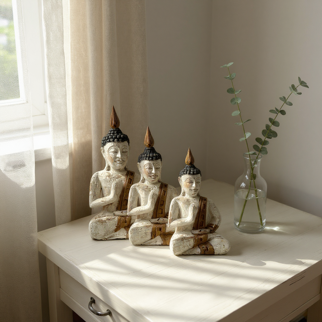 Buddha with Fire Statue | Set of 3