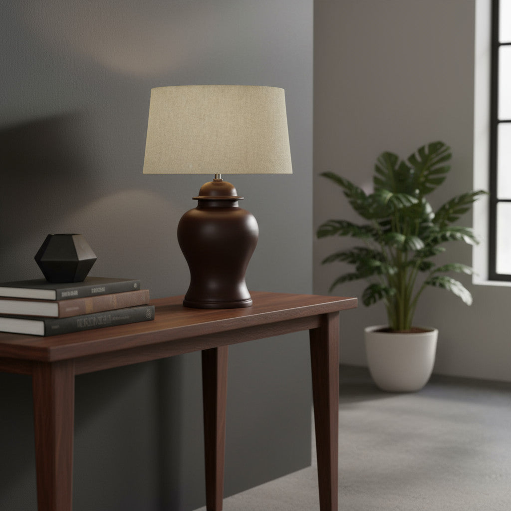 Lounge Lamp Ginger Jar Large | Brown 62cm Excl Shade