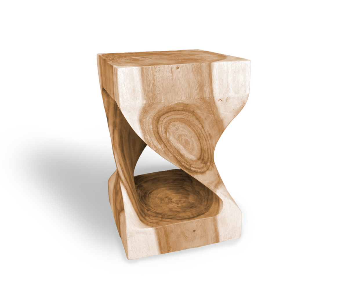 Square Twisted Shaped Stool | Natural, Teak