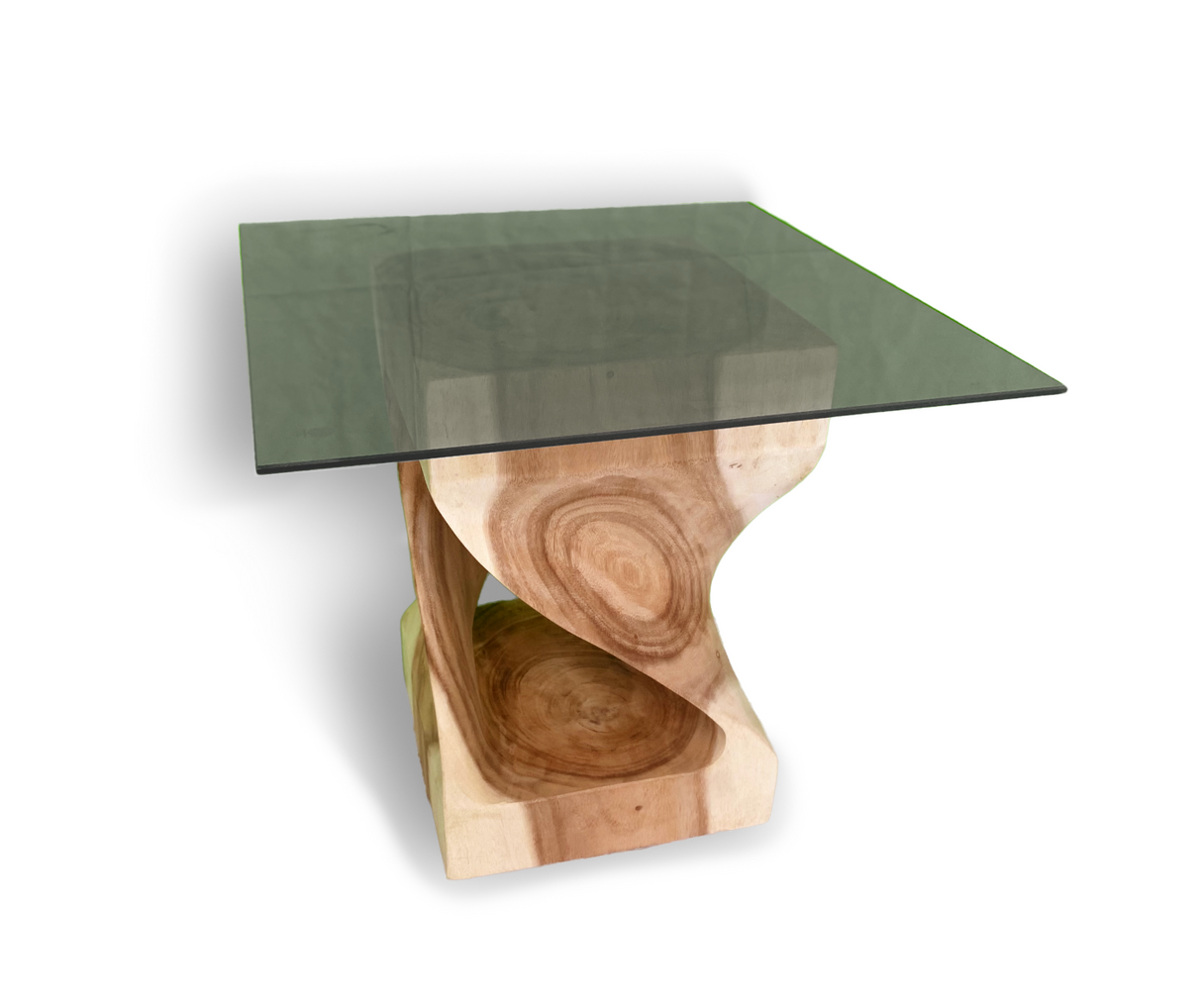 Square Twisted Shaped Stool | Natural, Teak