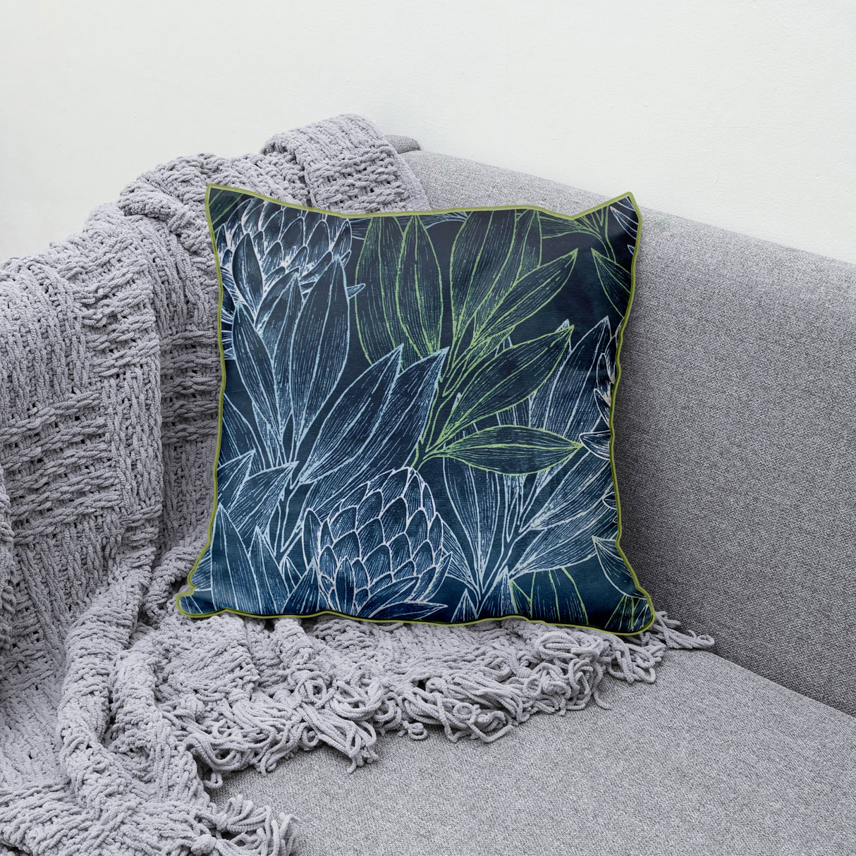 Scatter Cushion | Protea Forest Dark Teal Velvet | Secret Garden