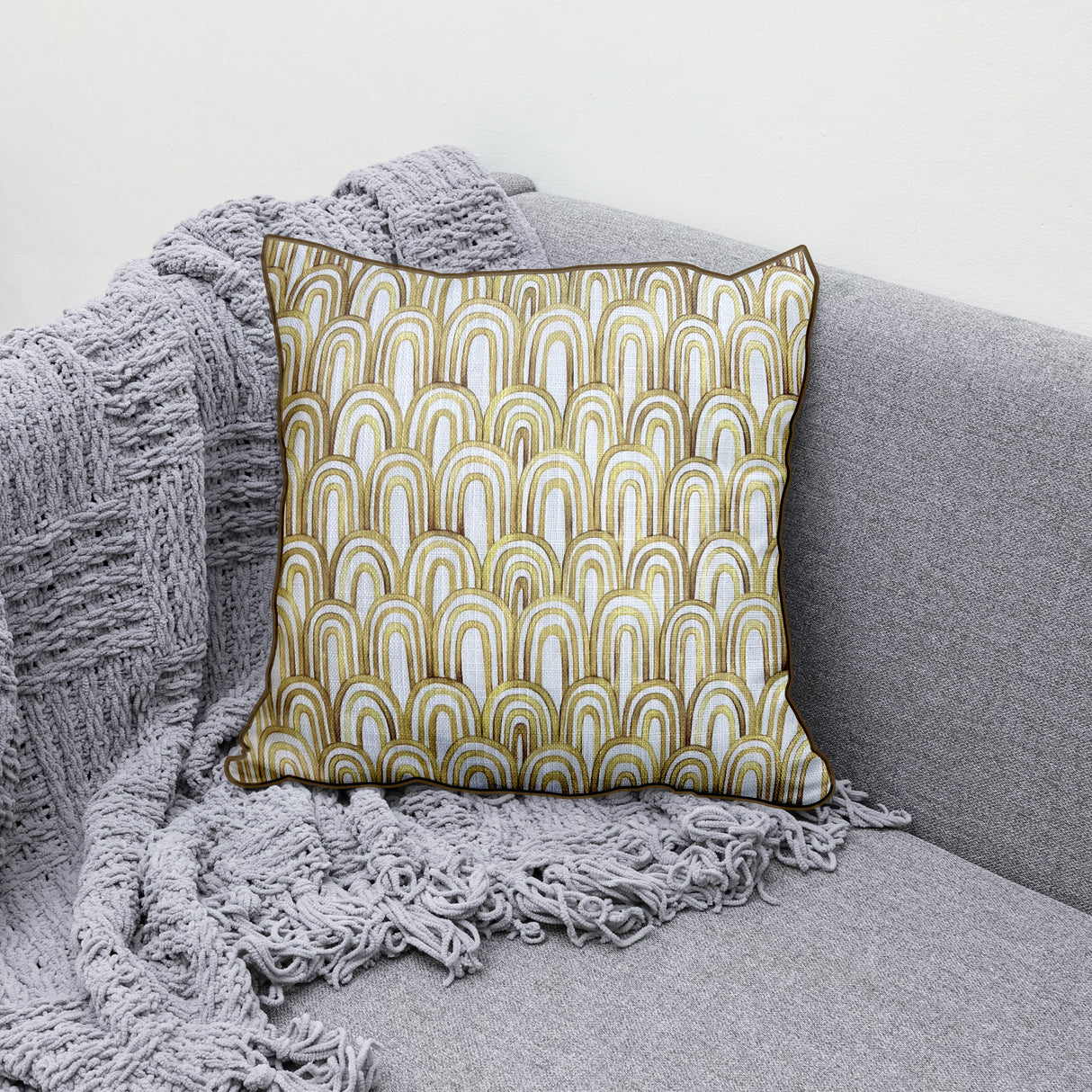 Scatter Cushion | Maidenhair Fern Ochre Linen | Secret Garden 50x50cm