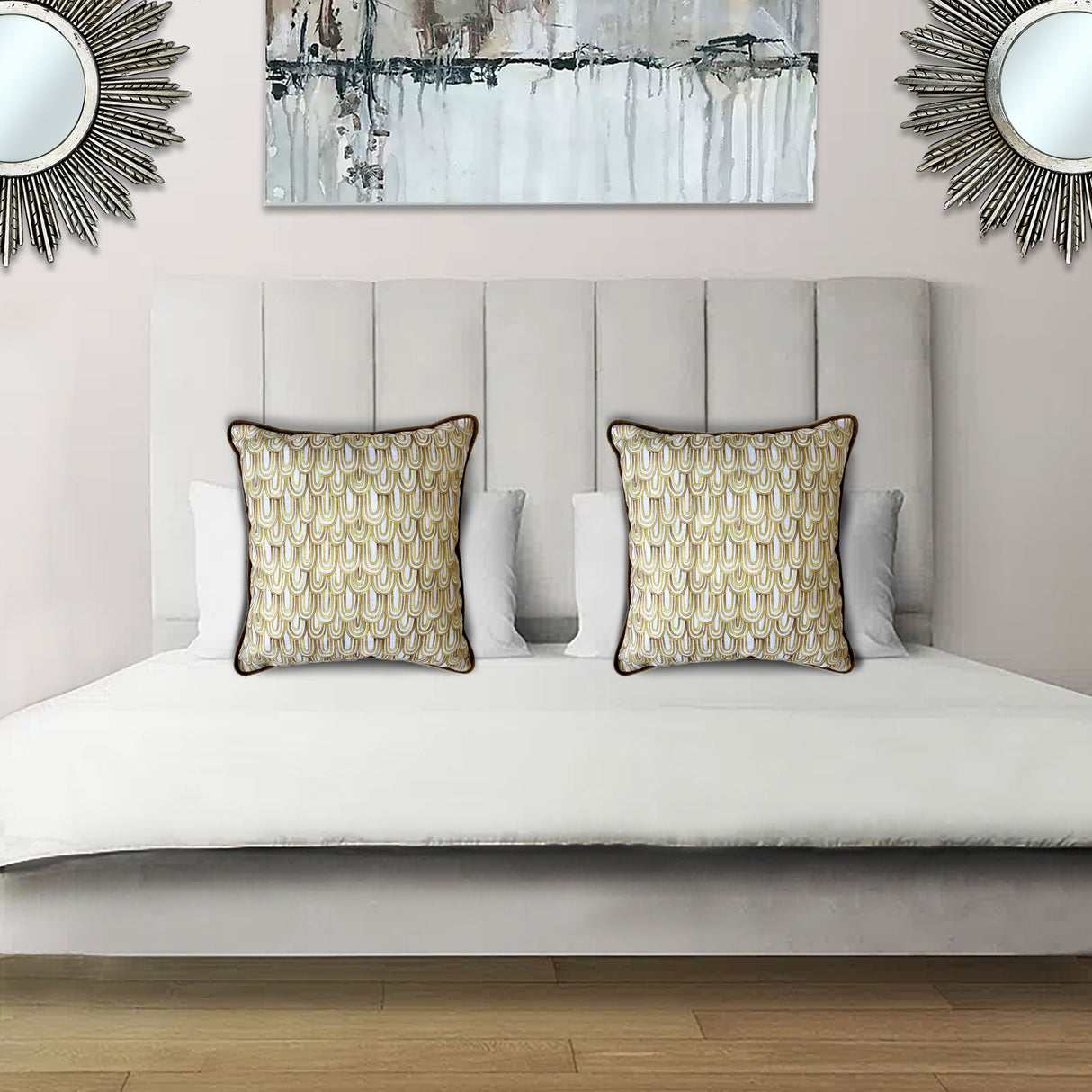 Scatter Cushion | Maidenhair Fern Ochre Linen | Secret Garden 50x50cm