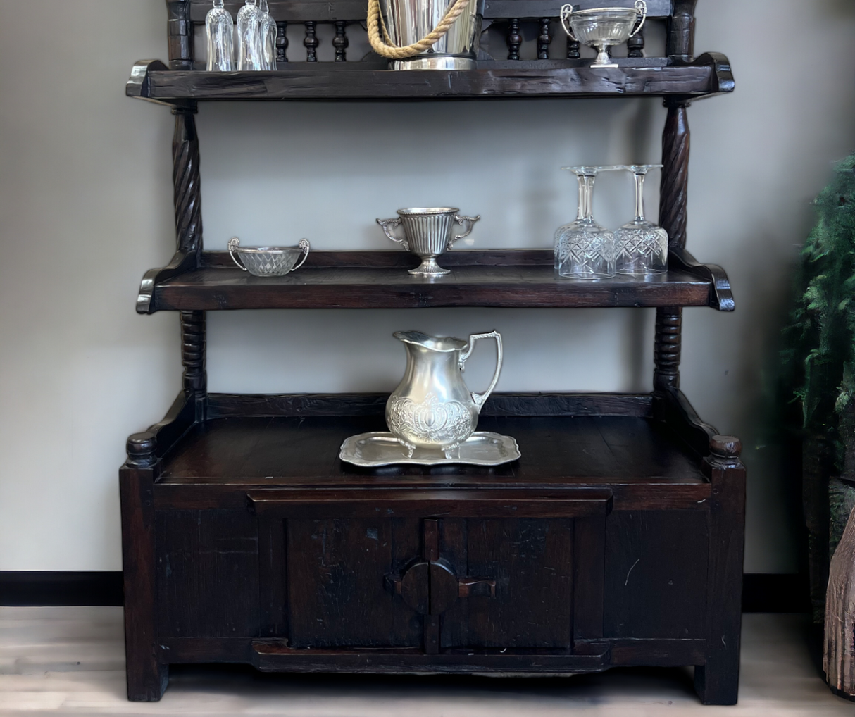 DECORATIVE WOODEN SHELF 142X101 | DARK