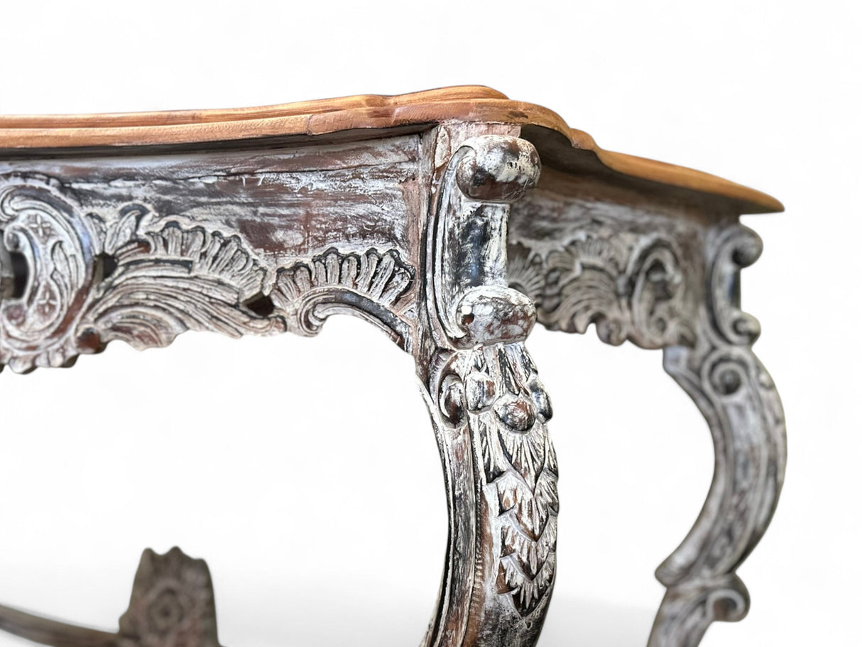 CABRIOLE LEGGED WOODEN WINE CONSOLE | WOOD WASHED