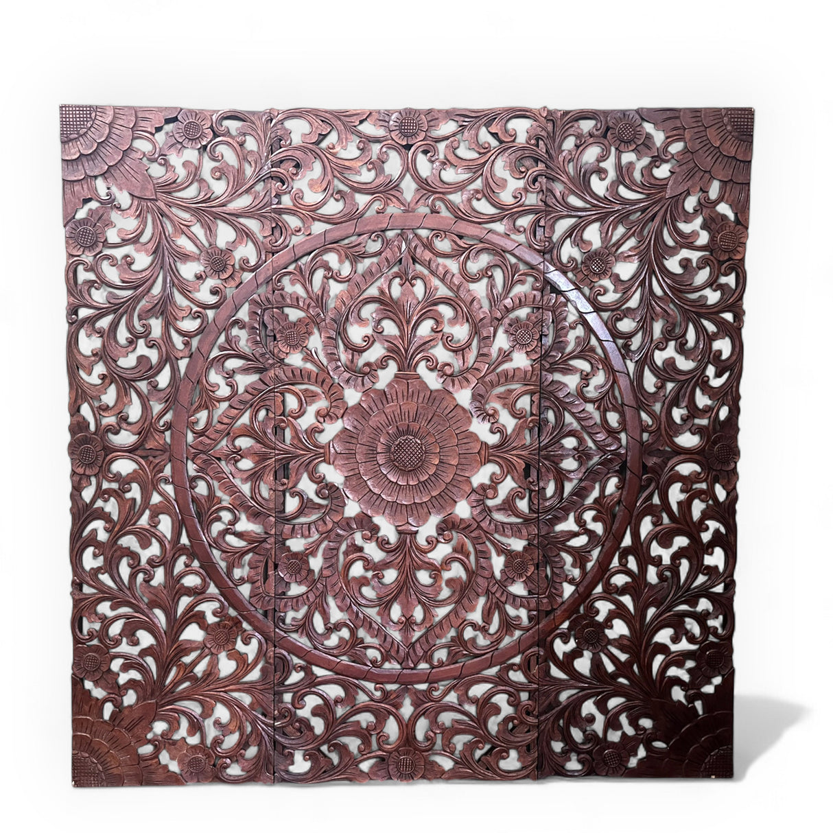 Bali Wooden Wall Decor or Headboard Panels | Brown Set of 3