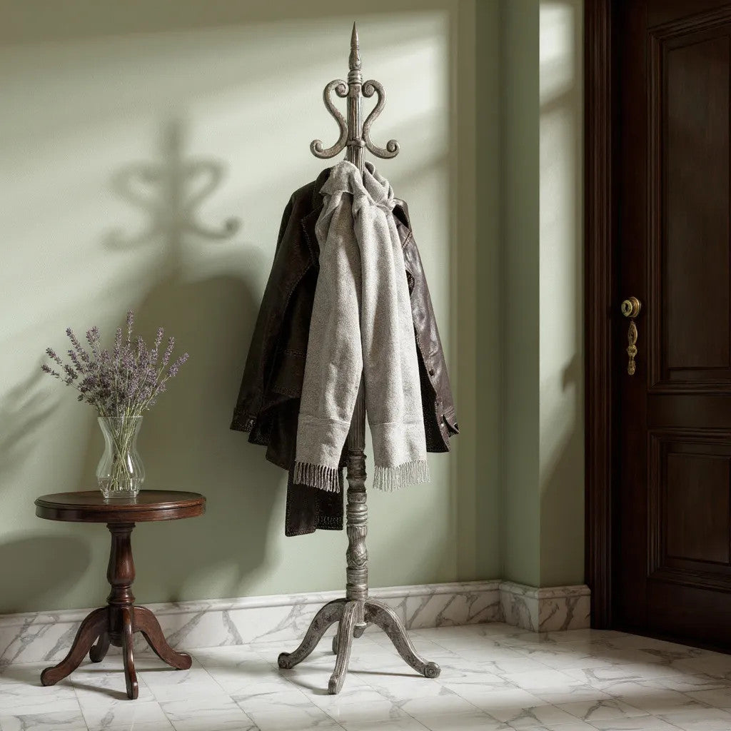 HAT STAND | WOODEN ANTIQUE SILVER