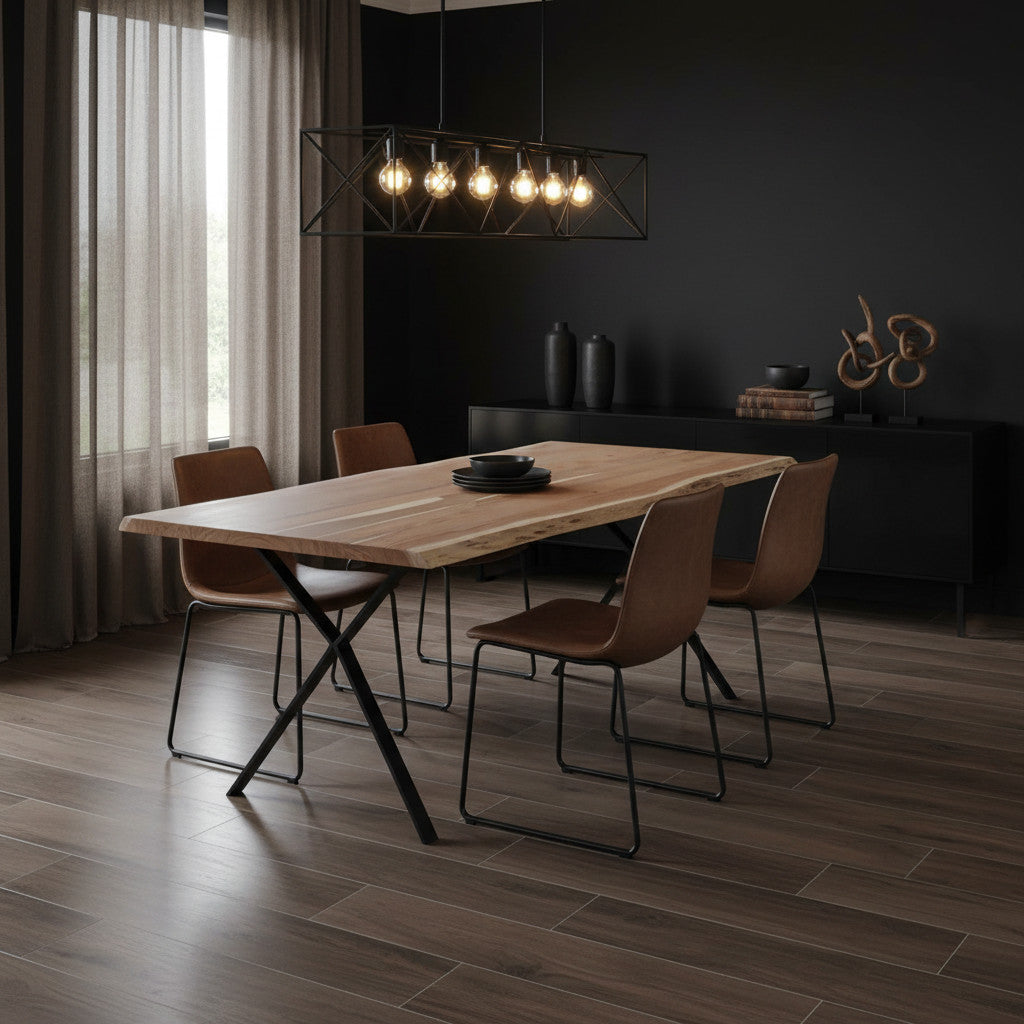 Acacia Wood Dining Table | 6 Seater, Live Edge