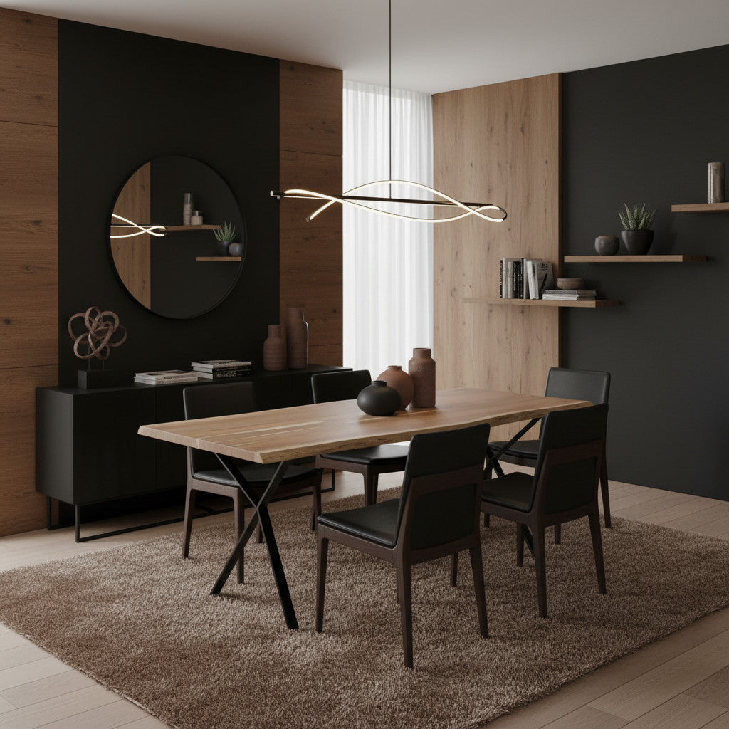 Acacia Wood Dining Table | 6 Seater, Live Edge