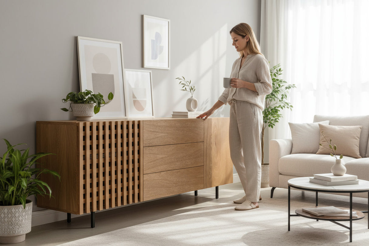 2 Door, 3 Drawer Sideboard | Natural 183x46x74