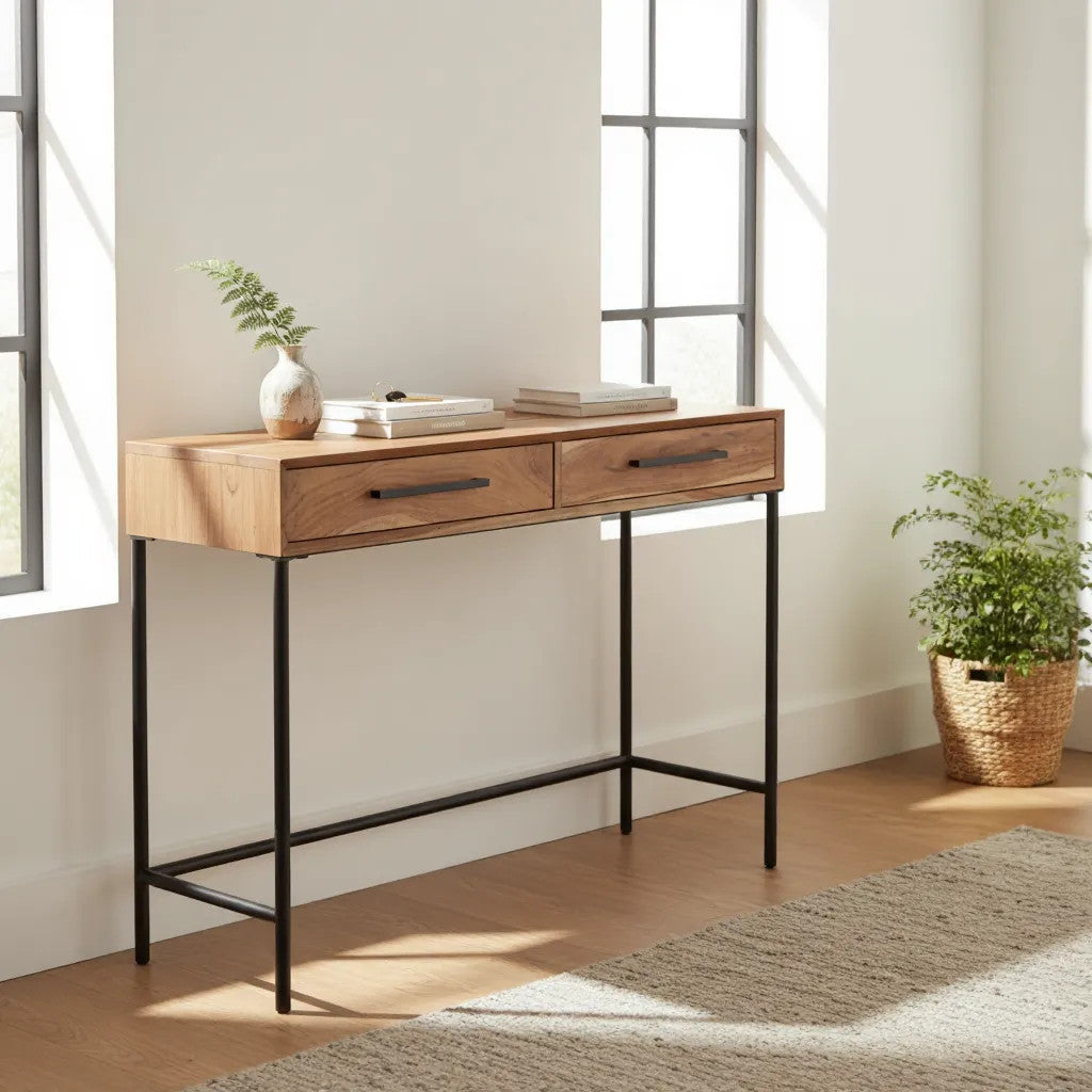 2 Drawer Console-Desk | Natural