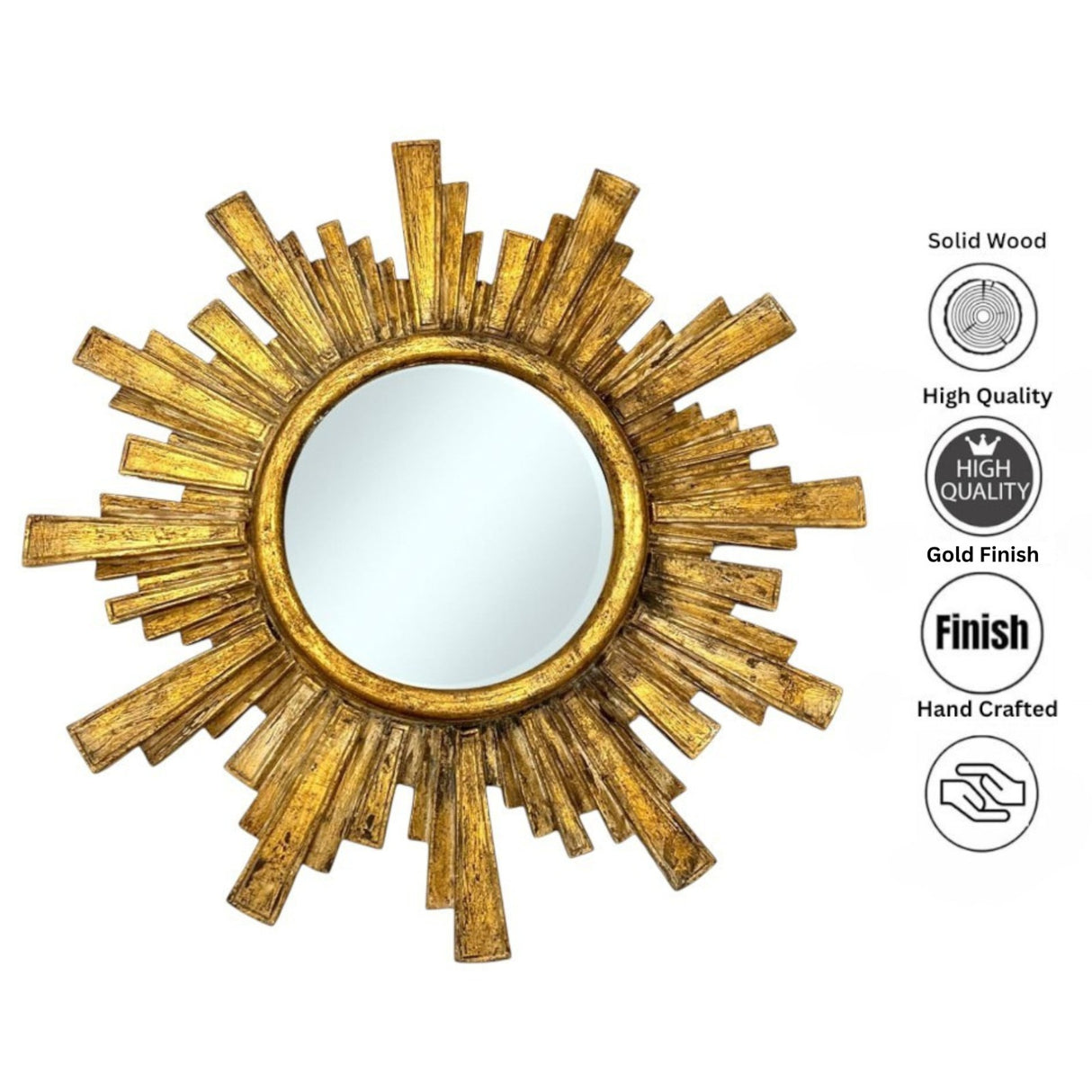 Sunblast Round Mirror | Gold Crack