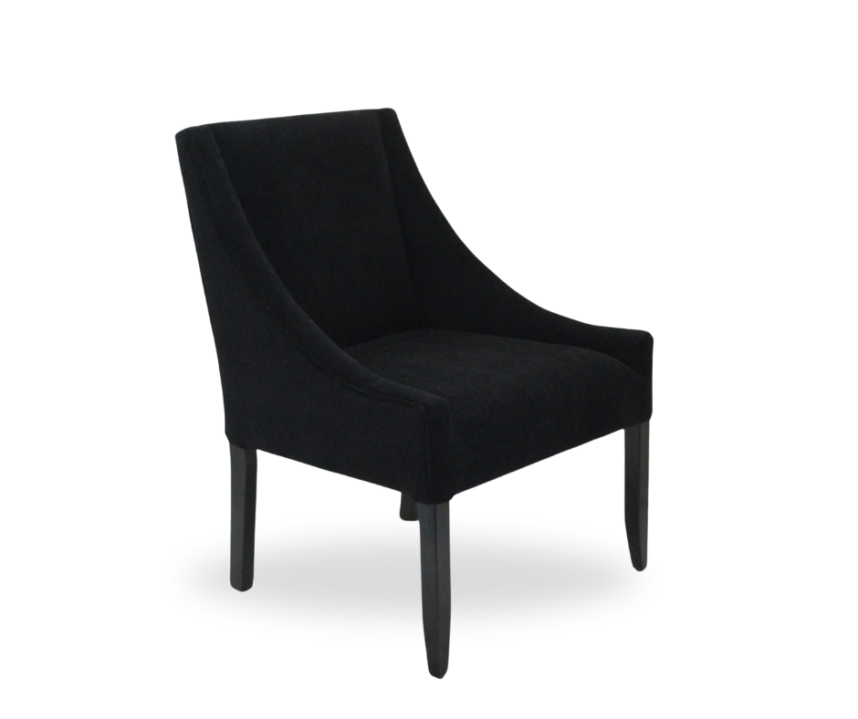 Dining Chair | Black velvet fabric with deep seat and long backrest