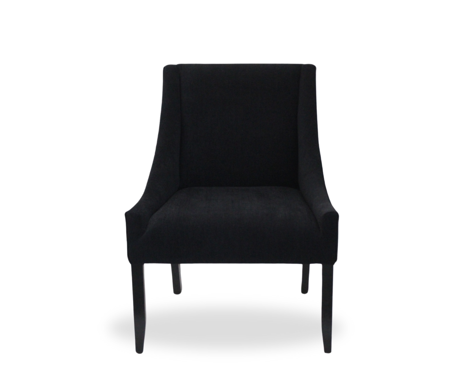 Dining Chair | Black velvet fabric with deep seat and long backrest
