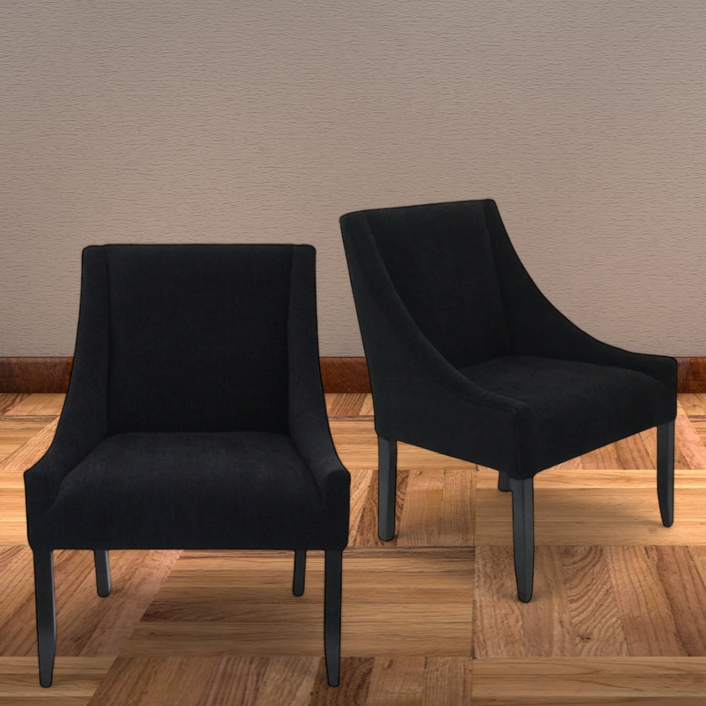 Dining Chair | Black velvet fabric with deep seat and long backrest