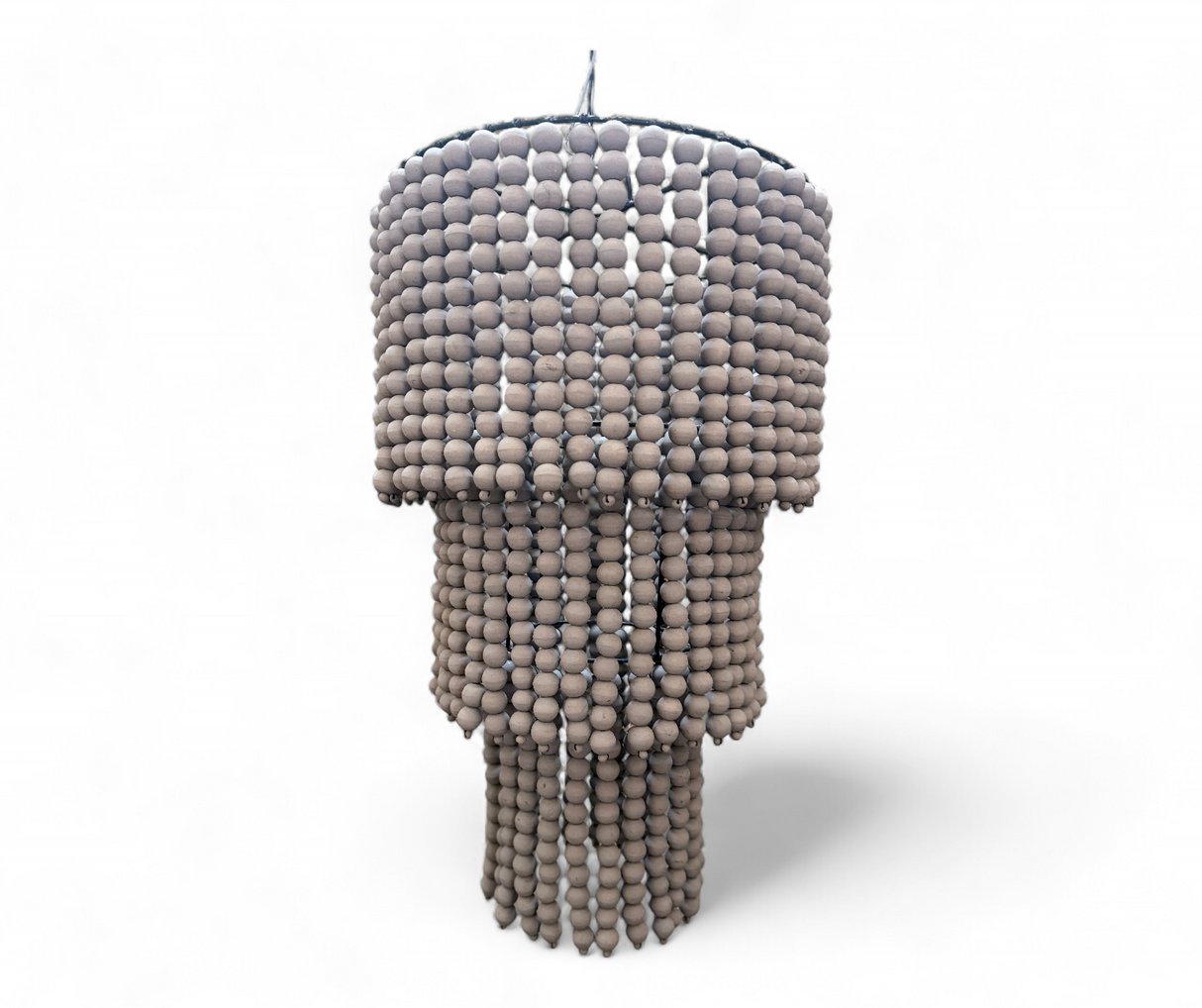 Bali Wooden Beaded Light | Cake Tiered, Grey