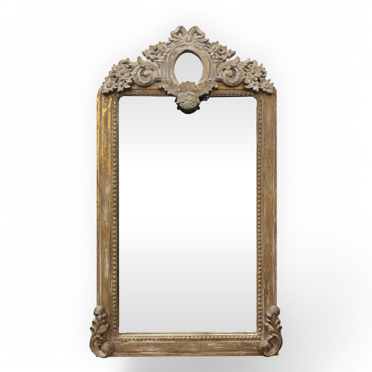 Italian Mirror 165cm | Gold and White Washed