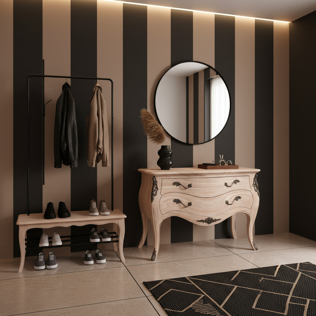 Ornately Decorated Chest of Drawers | Natural 80x120x55cm