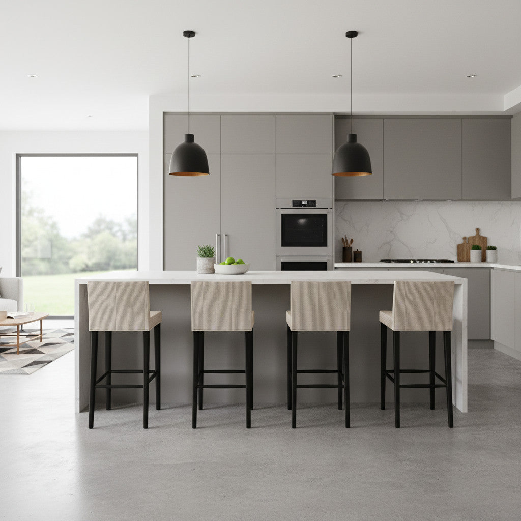 RATTAN WOODEN BAR CHAIR | WHITE WASH