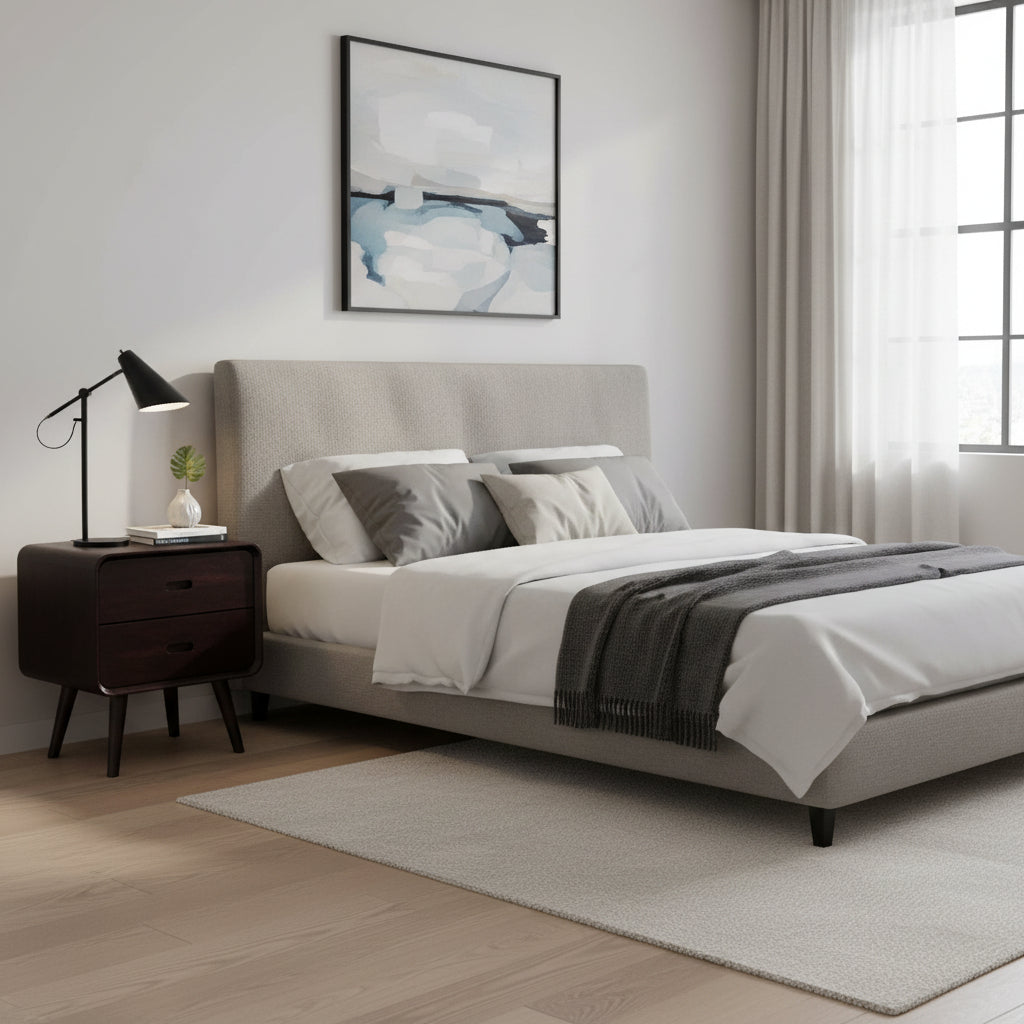 Retro Bedside Pedestal 2Drw | Dark