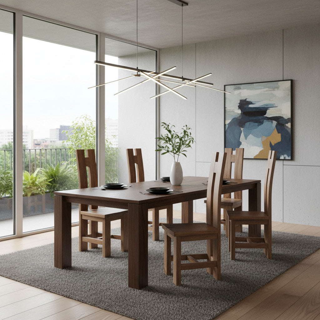 H Solid Wooden Dining Chair | Natural Finish 120x45x41cm