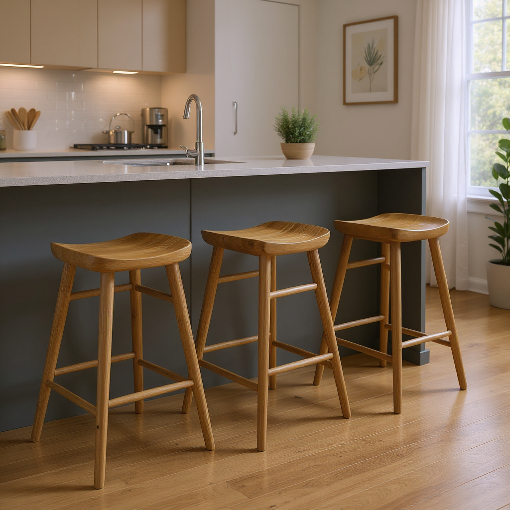 No Back Rest Bar Chair | Natural 65x80x80